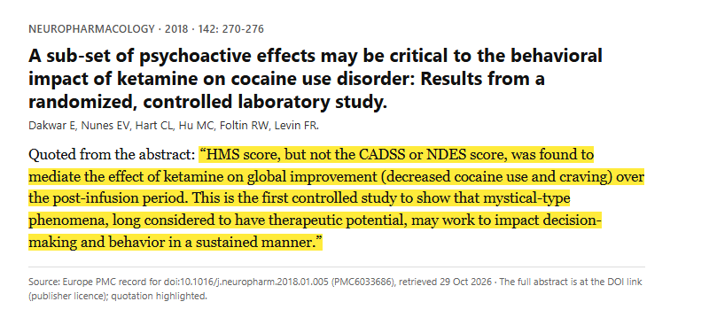 Study 7. Randomized controlled laboratory study of ketamine compared with midazolam in people with cocaine dependence (Dakwar, 2018)
