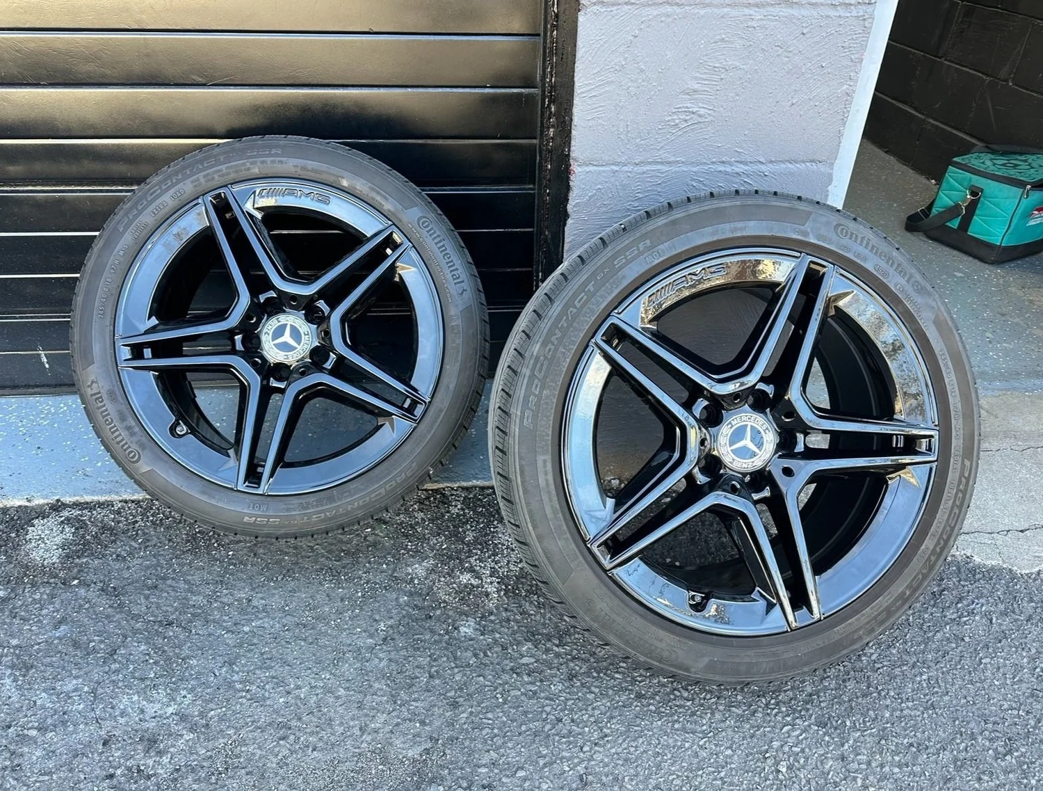 Freshly coated Mercedes wheels