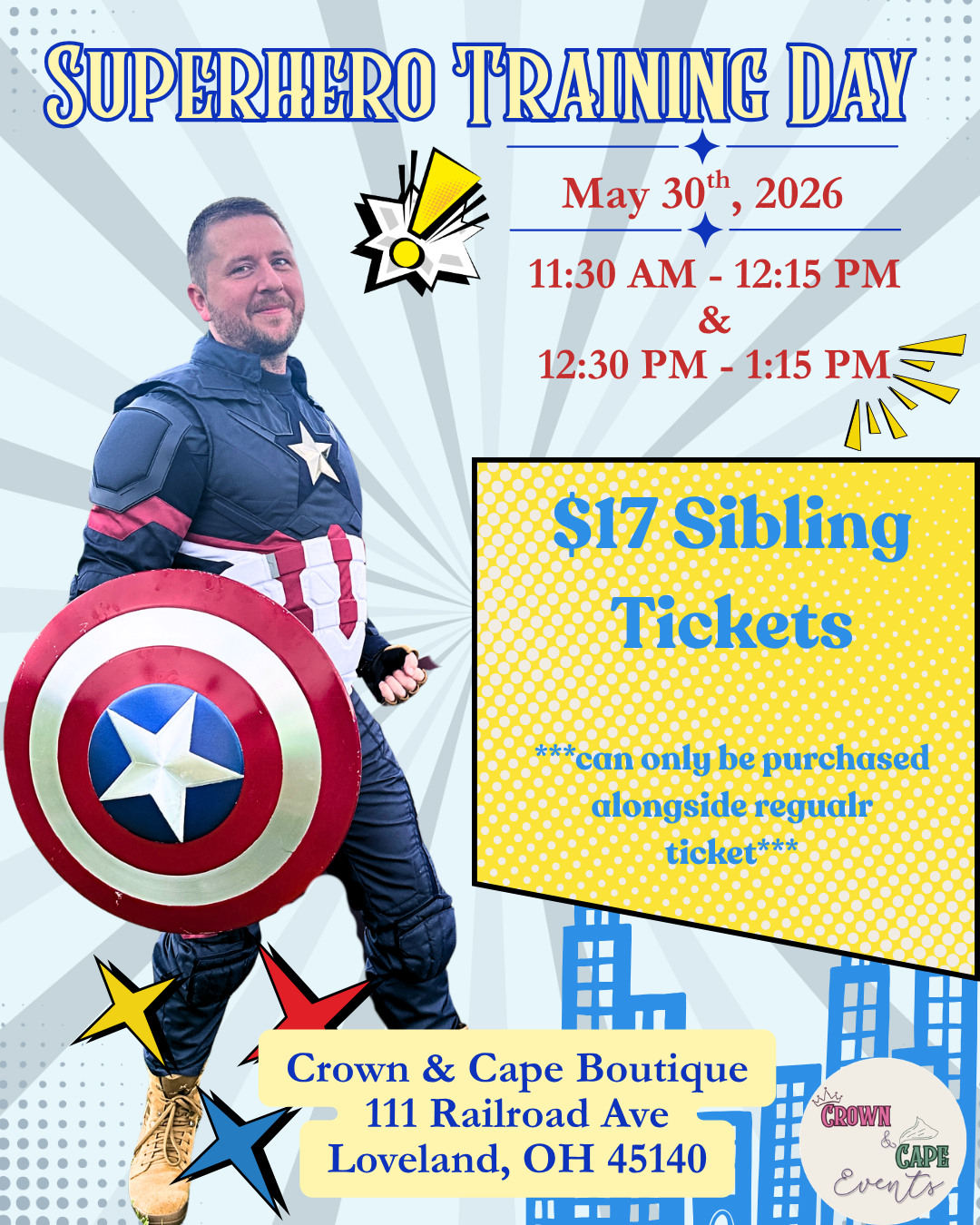 Superhero Training Day with Captain America 🦸 (Sibling Tickets)