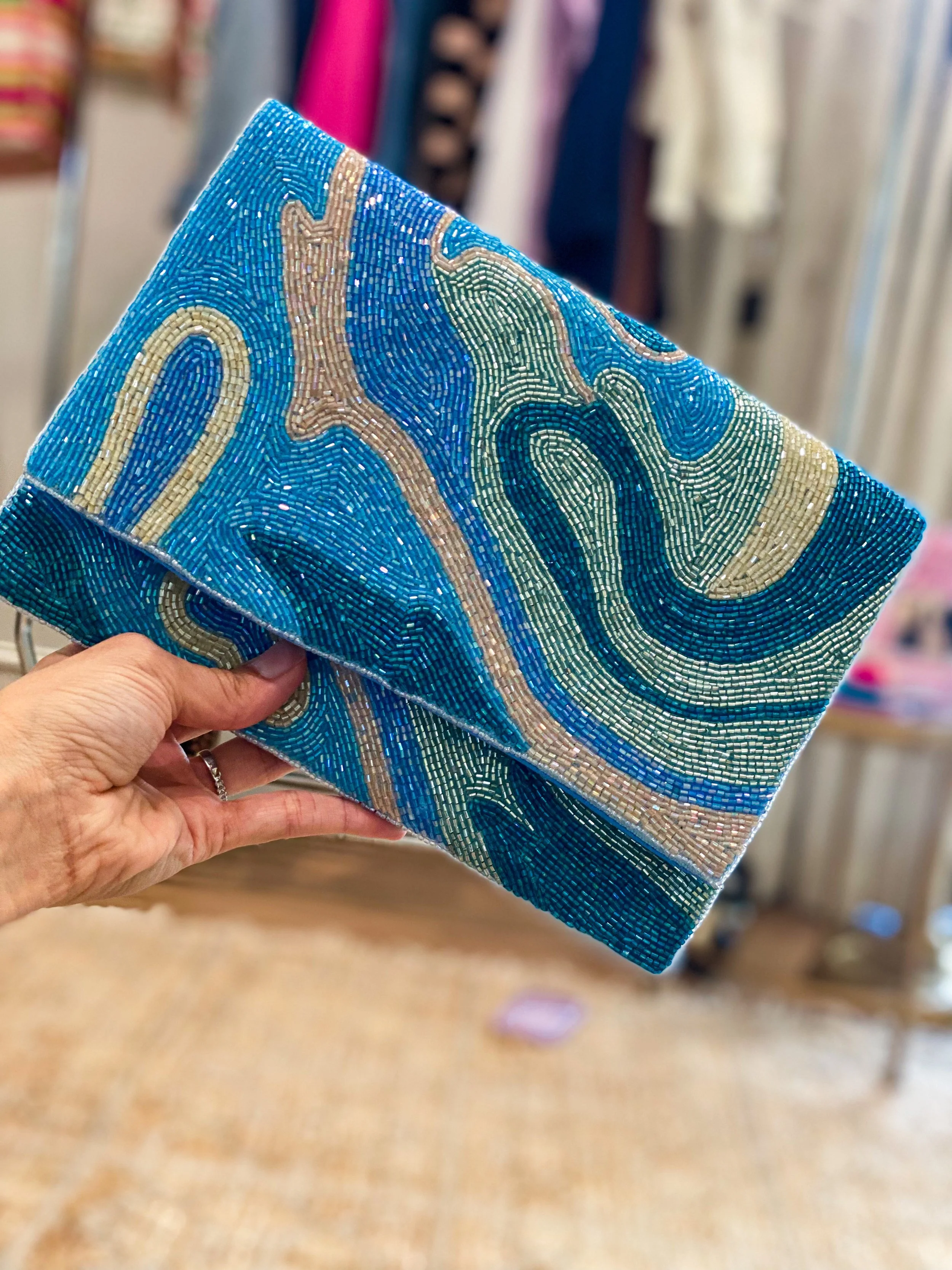 Ebb and Flow Blue Wave Clutch