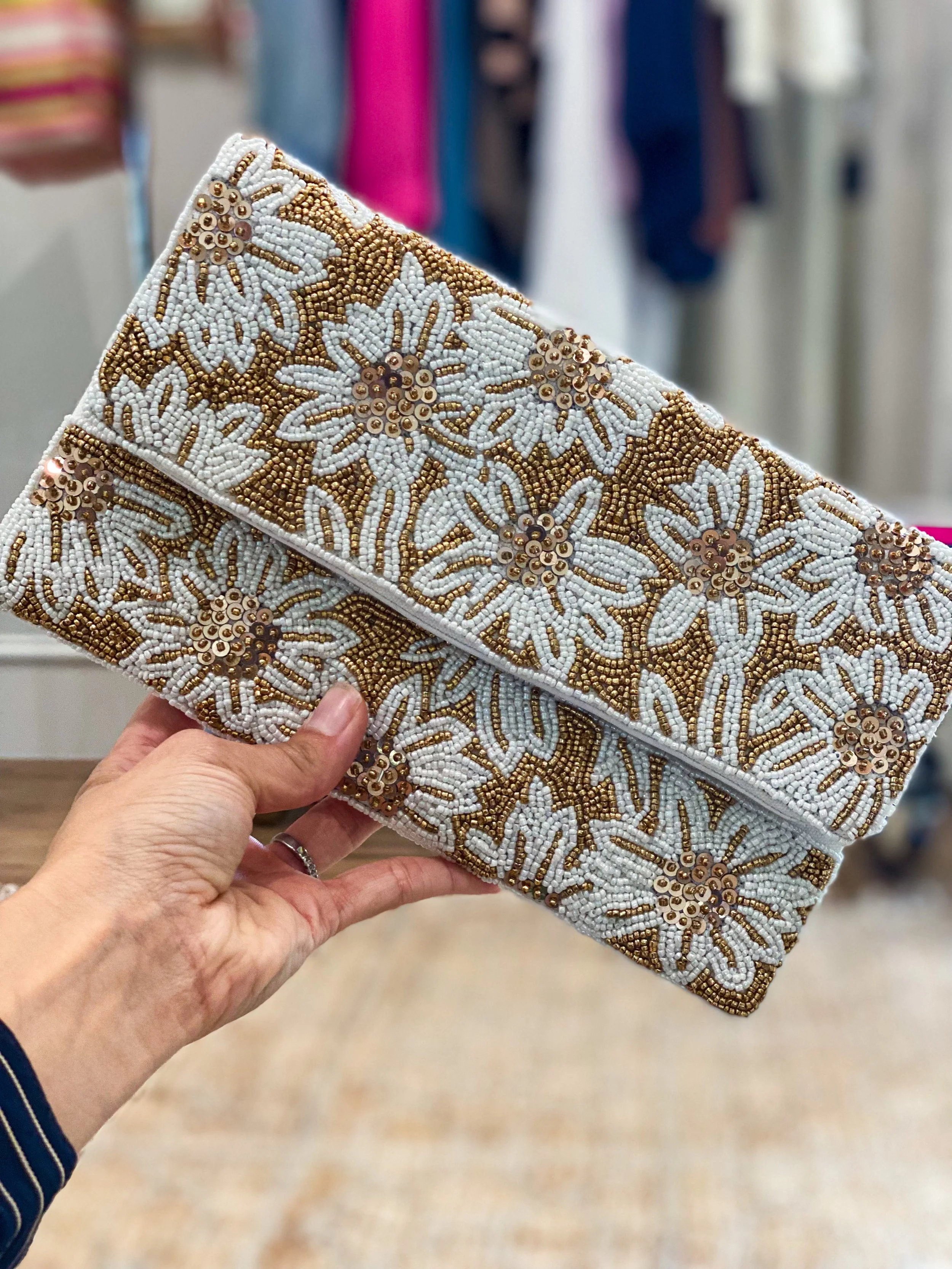 Glimmer Pop Floral Clutch