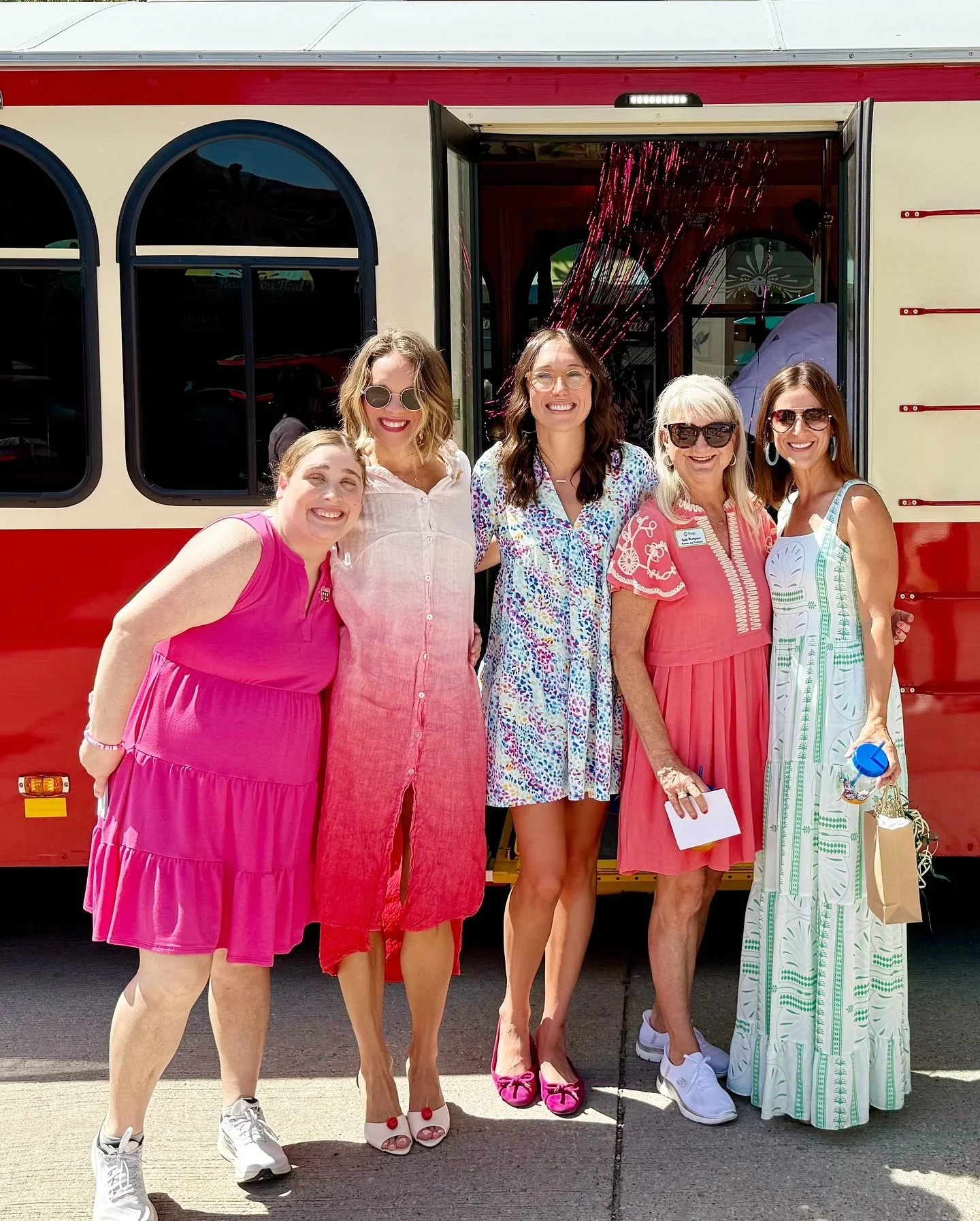 What a wonderful morning at @hugscafe ❣️ Our sweet friends and the teammates at Hugs invited me to a lovely Ladies Day Out Brunch this morning. Tea sandwiches, quiche, mimosas, McKinney Trivia, a trolley ride, and a very sunny tour ☀️ of the new Hugs