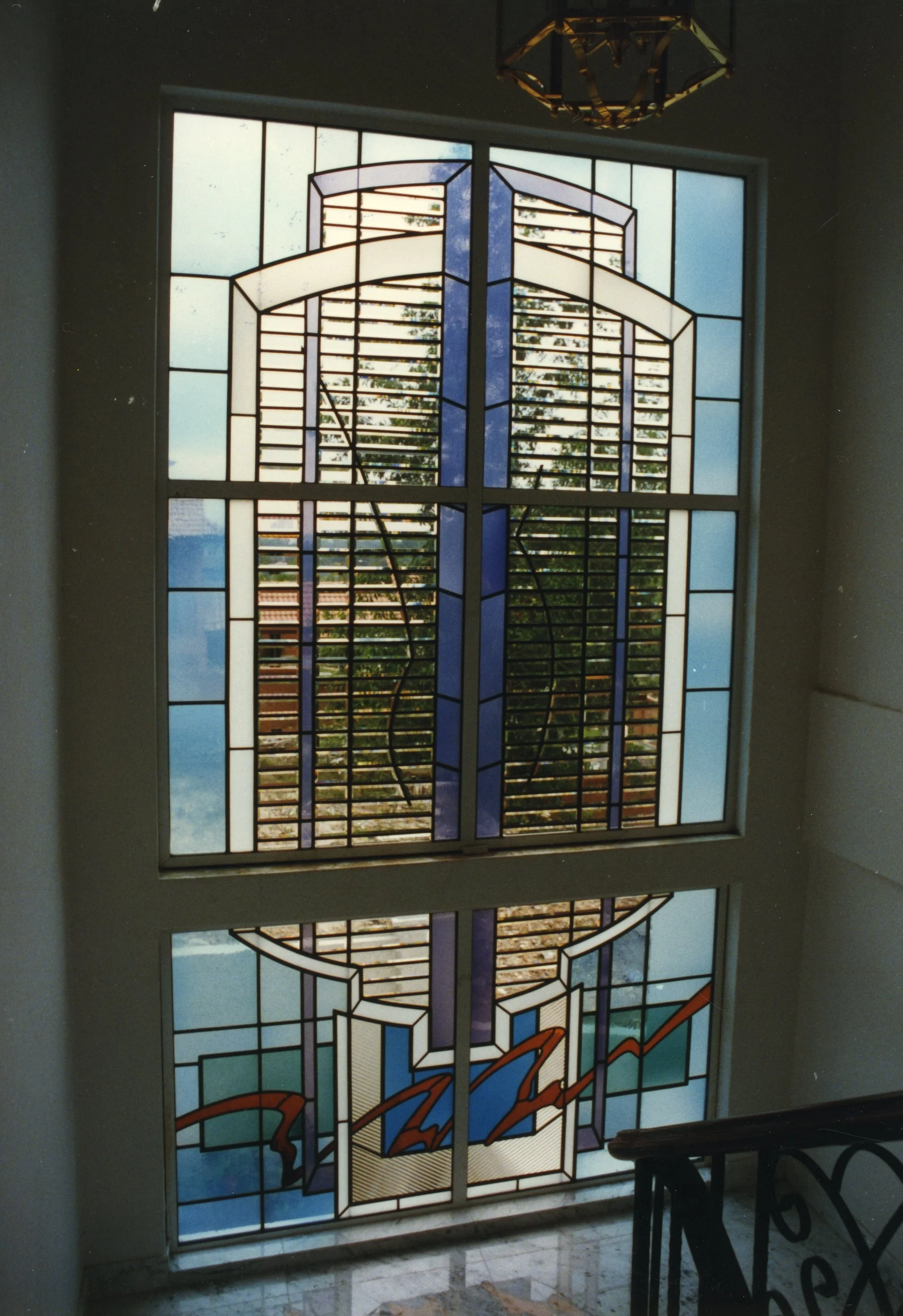 Residential window,  Kuala Lumpur, 1994
Hand beveled glass, opal and opak blown glass