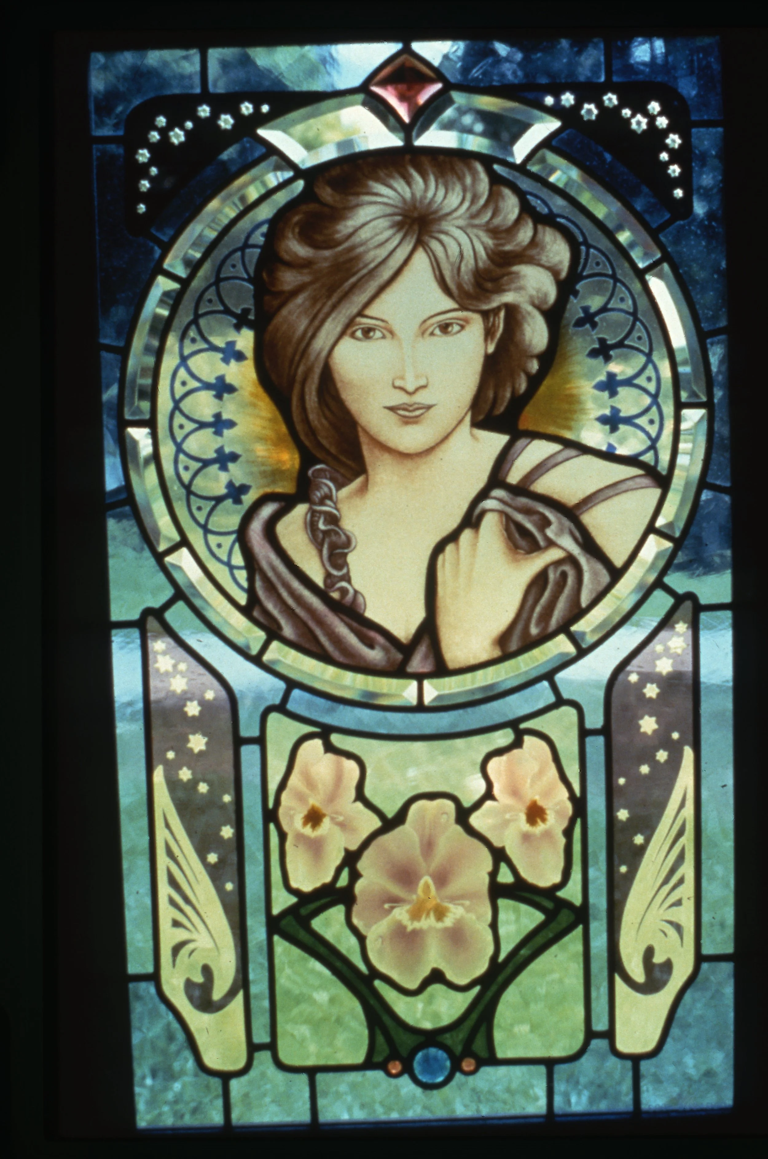 Exhibition panel, Singapore 1991
Acid etched, painted and hand beveled glass