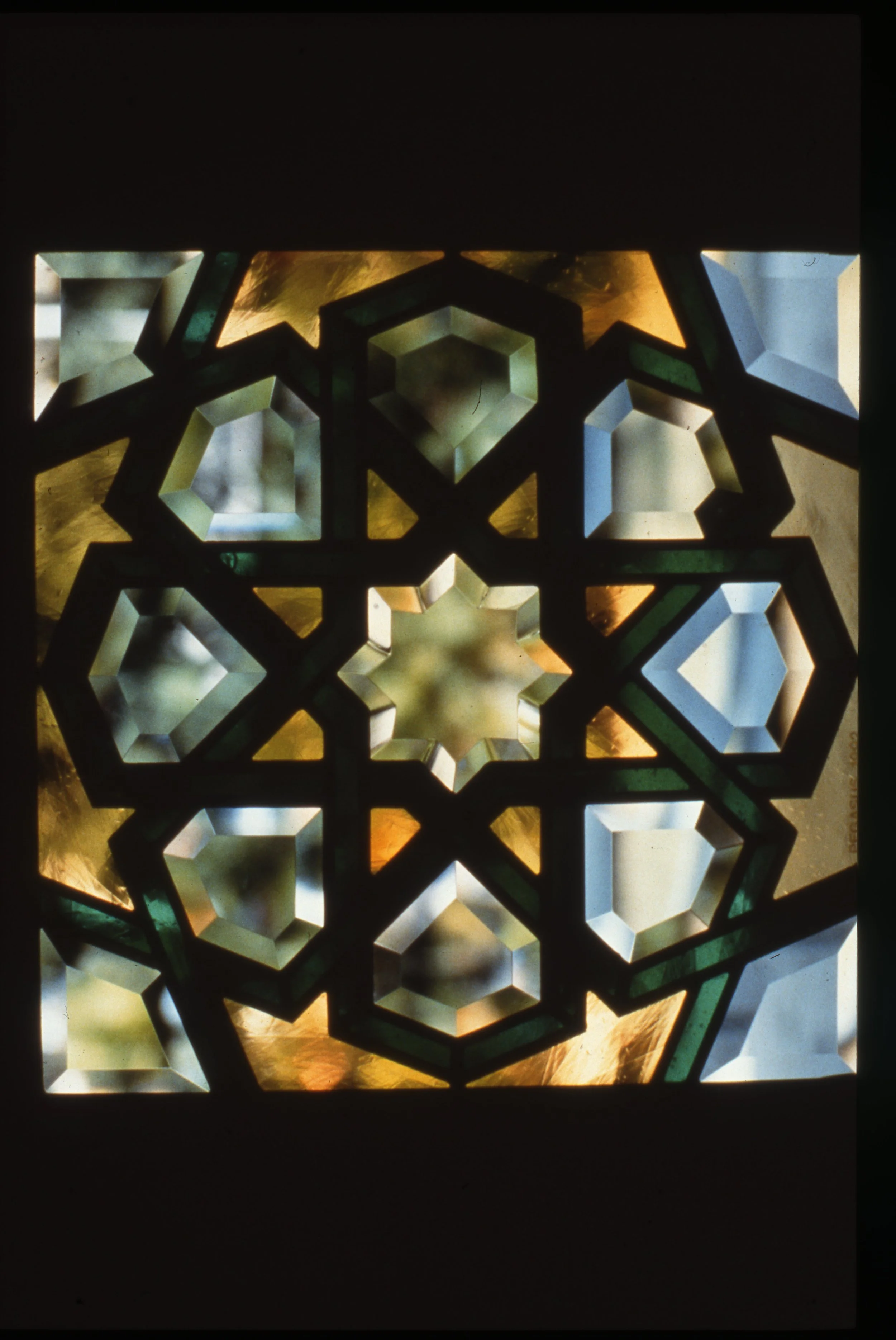 Residential window, Kuwait City  1998
Hand beveled and blown glass