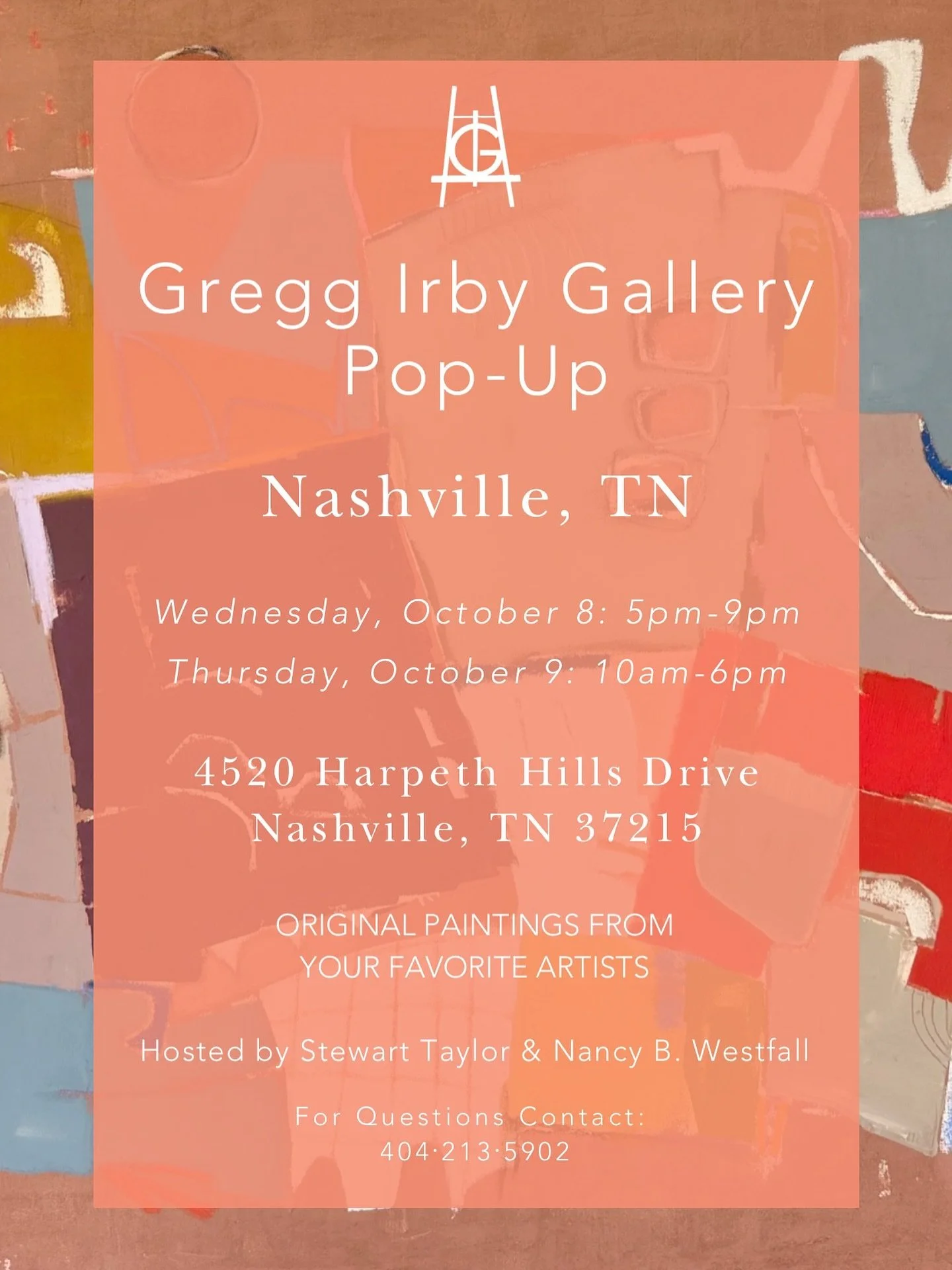 We are having a pop-up in Music City! 🎵🏛️

Join us in Belle Meade for a two-day event filled with original paintings (including works on paper) and great company! We will have plenty of available artworks for purchase in all sizes, styles, and pric