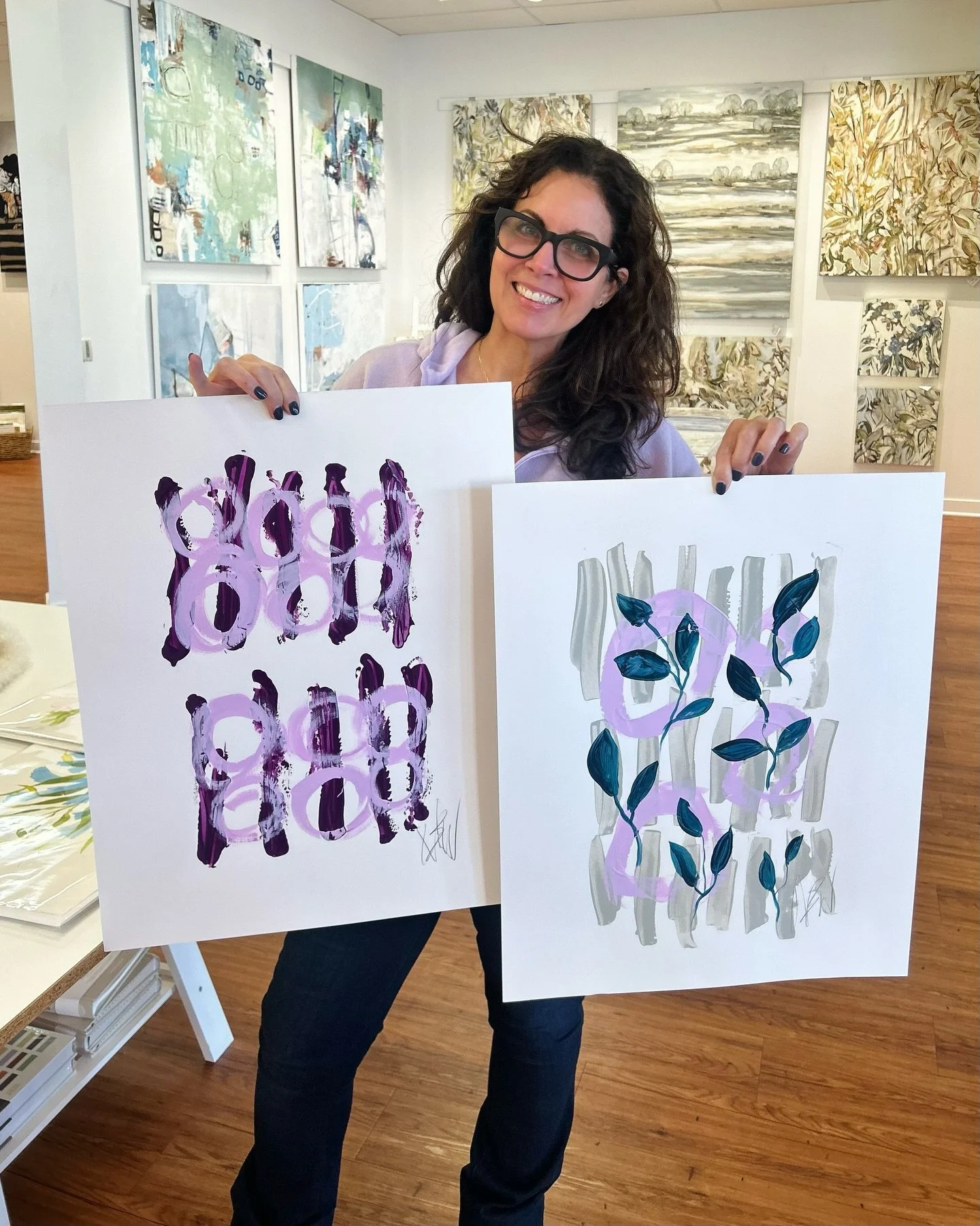 New works on paper have arrived from Atlanta artist Nancy B. Westfall 💜 These 19x24 original paintings are so fun as pairs or on their own! 

Reach out to a team member with any inquiries!