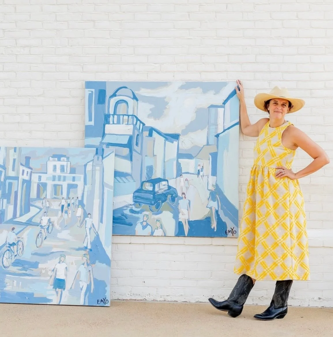 Inspired by her travels to Portugal, this original painting by EMYO reflects her love for the blue-and-white ceramic tiles that cover many Portuguese churches. 
 
The best way to beat the winter blues is by collecting a new artworks 🩵💙 View this wo