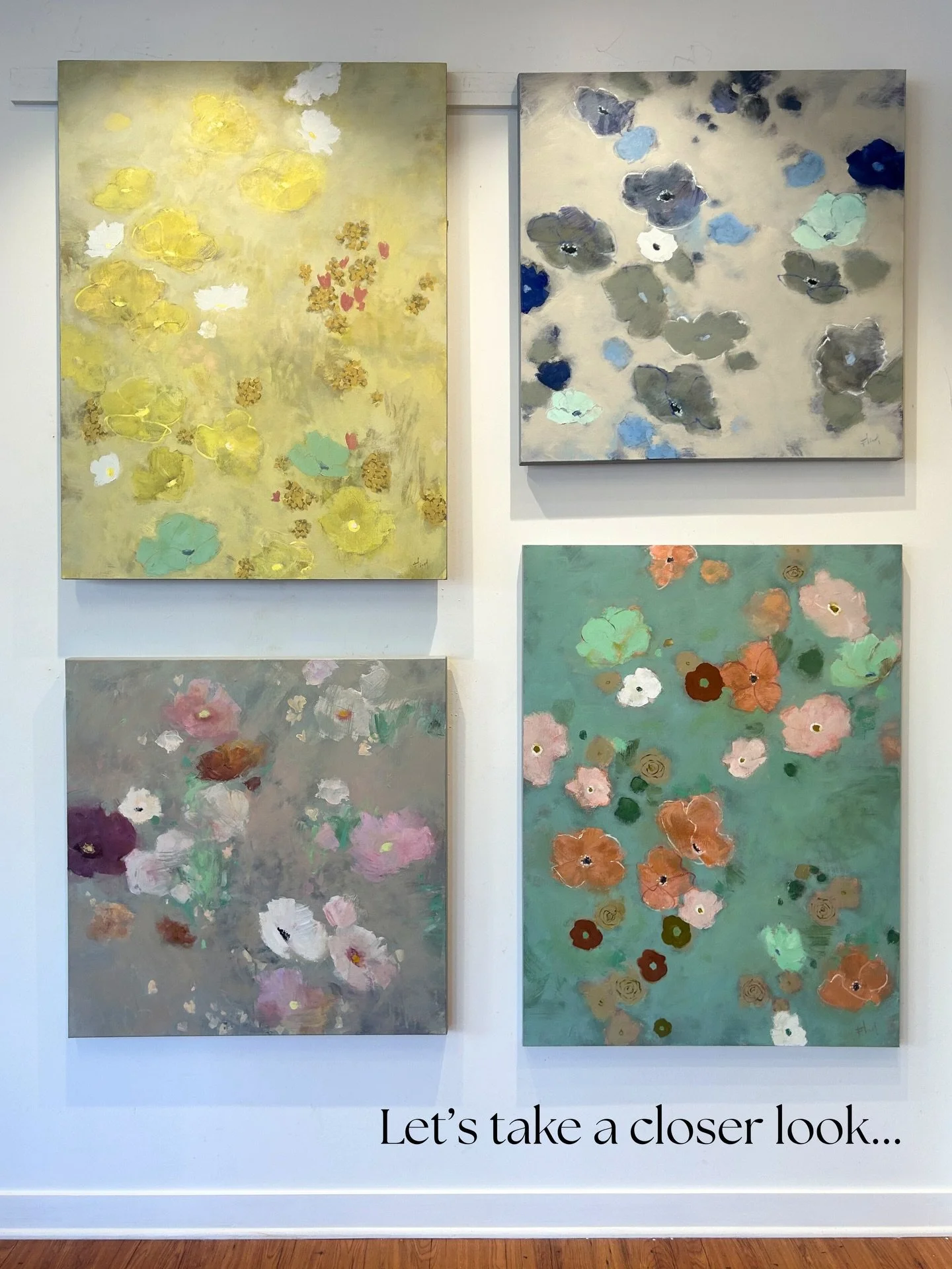 A closer look at original oil paintings by Kay Flierl 🌸

Her calming abstract florals seem to float across the surface &mdash; soft color, gentle movement, and layered textures that reveal themselves over time.

Available through Gregg Irby Gallery.
