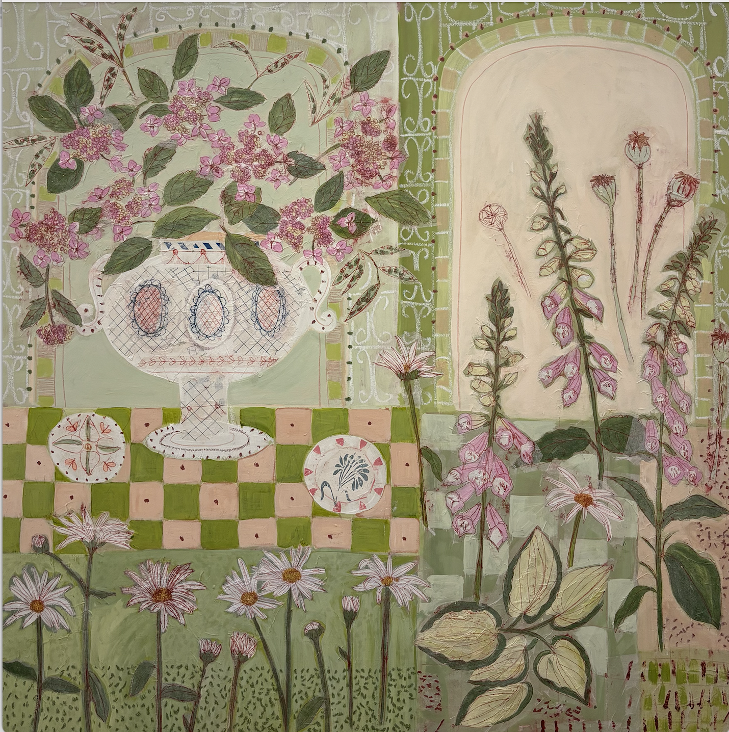 Pink and Green Garden by Andrea Curtis