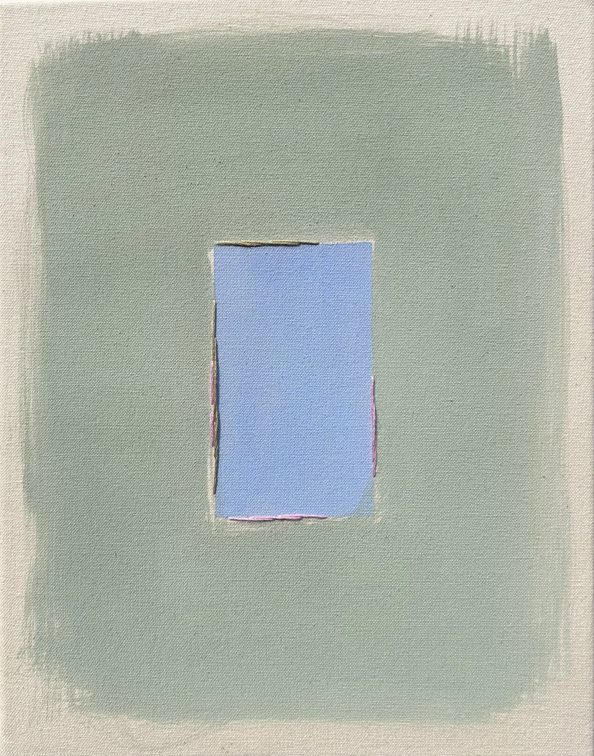 Cornflower / Sage with Sage Line by Emily Snyder - SOLD