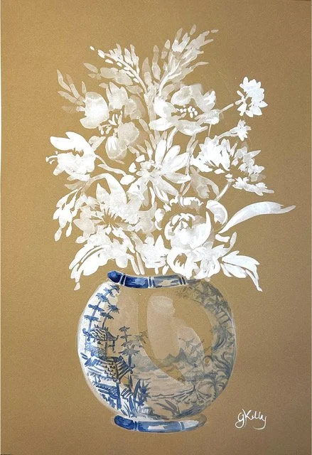 Ivory Bouquet in Chinoiserie Vase 4 by Gretchen Kelly