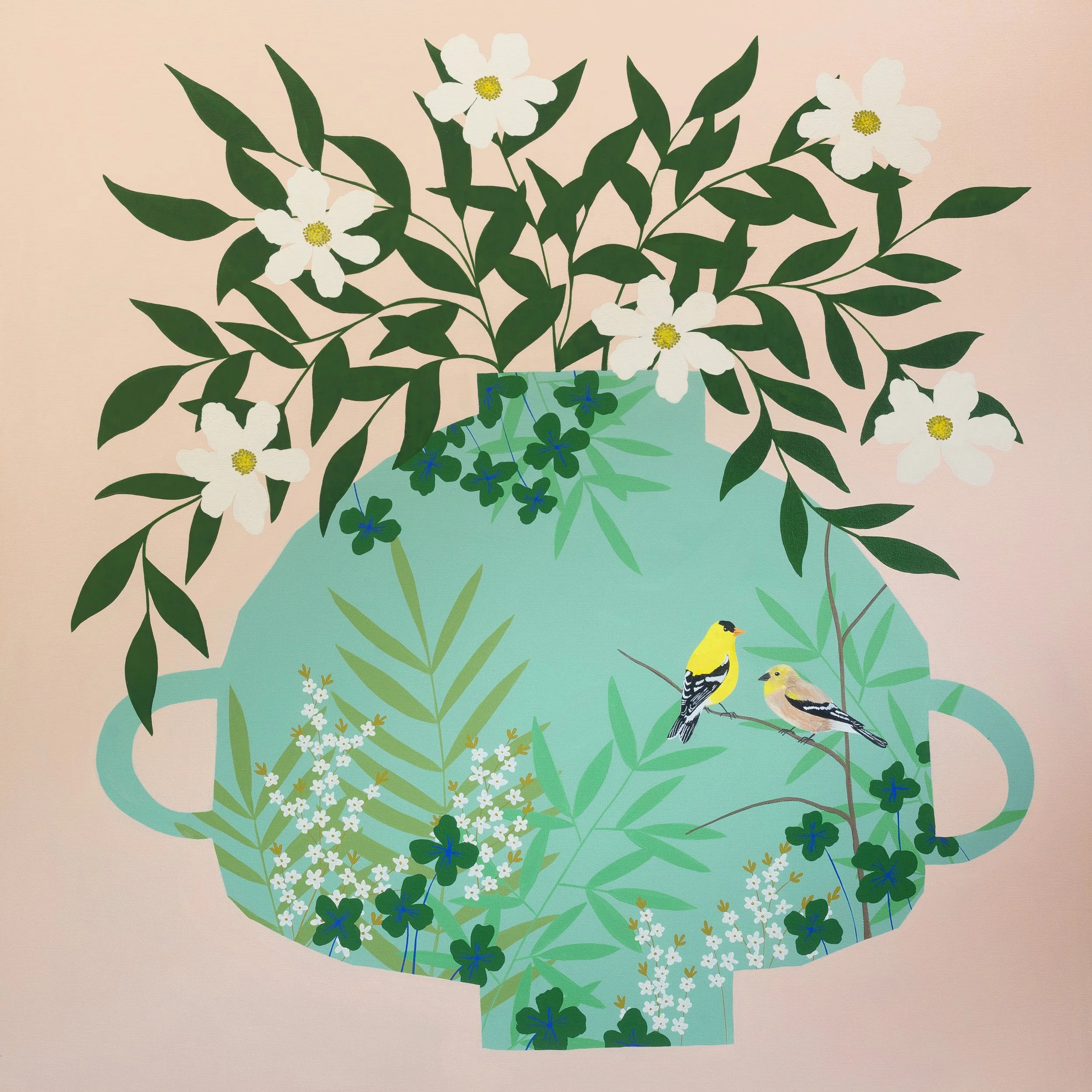 Bailey Schmidt,Goldfinch Vase V, 36x36,2500.jpg