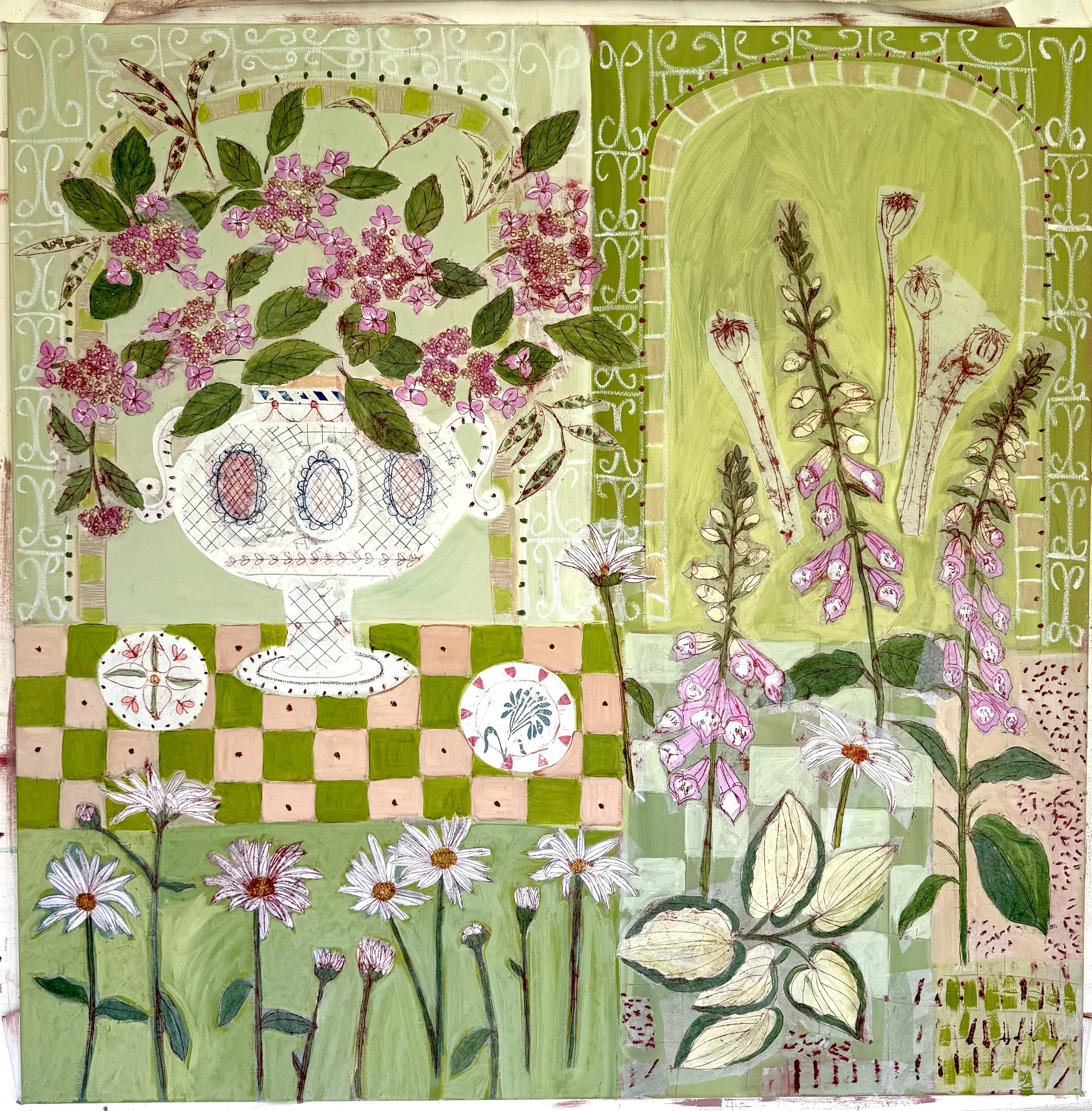 Pink and Green Garden by Andrea Curtis