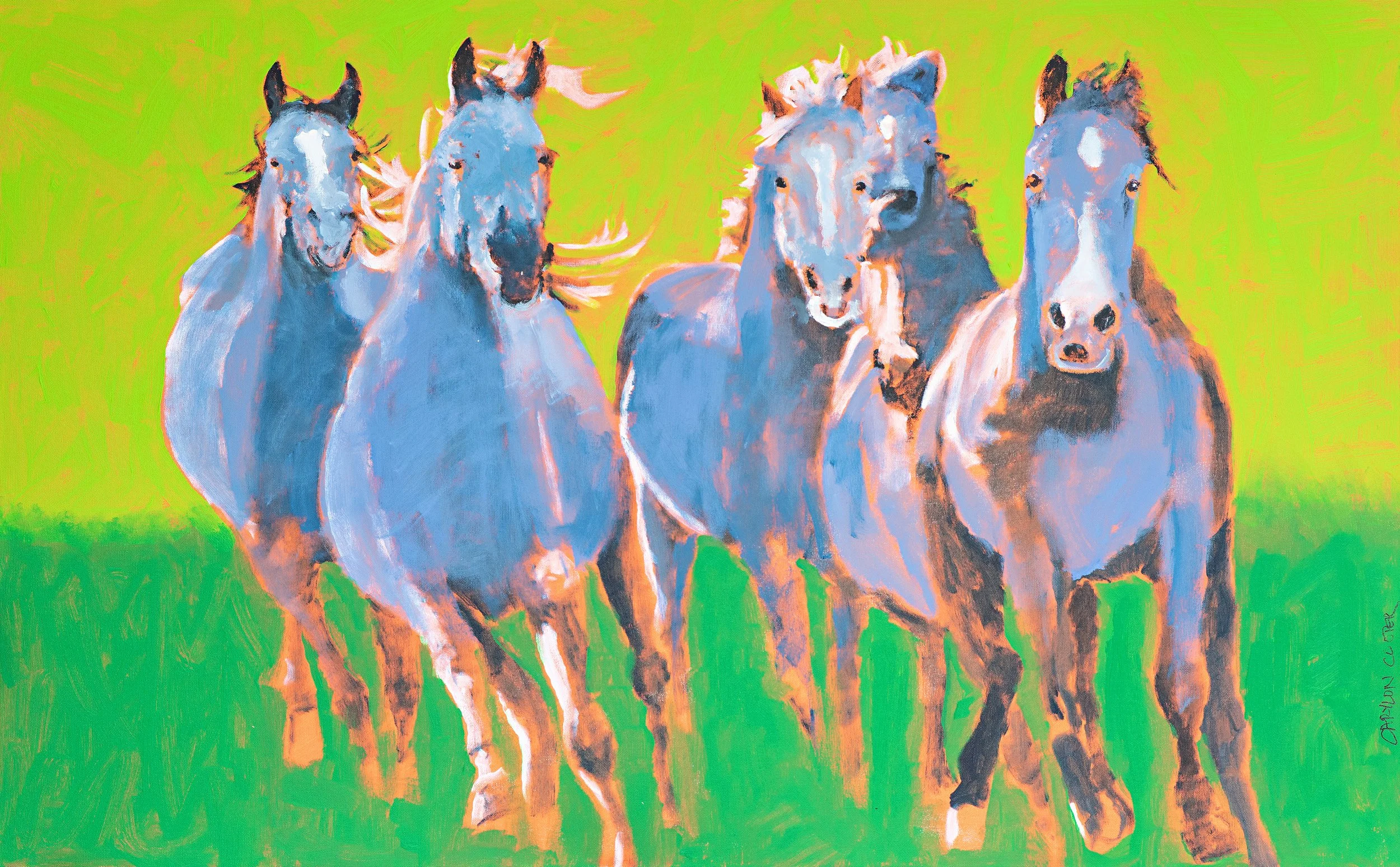 My Blue Horse on Green by Carylon Cooper