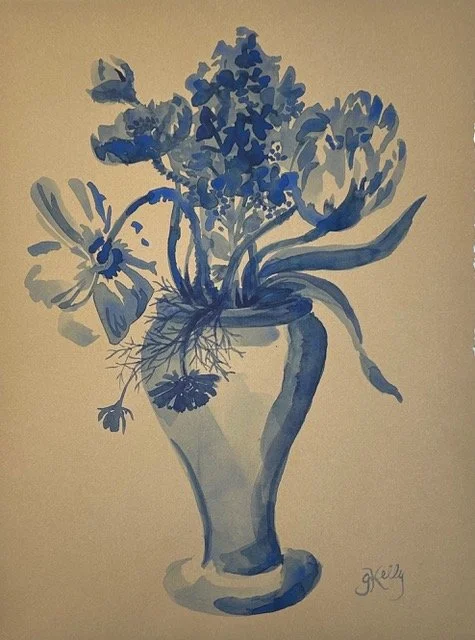 Indigo Bouquet on Stonehenge 1 by Gretchen Kelly