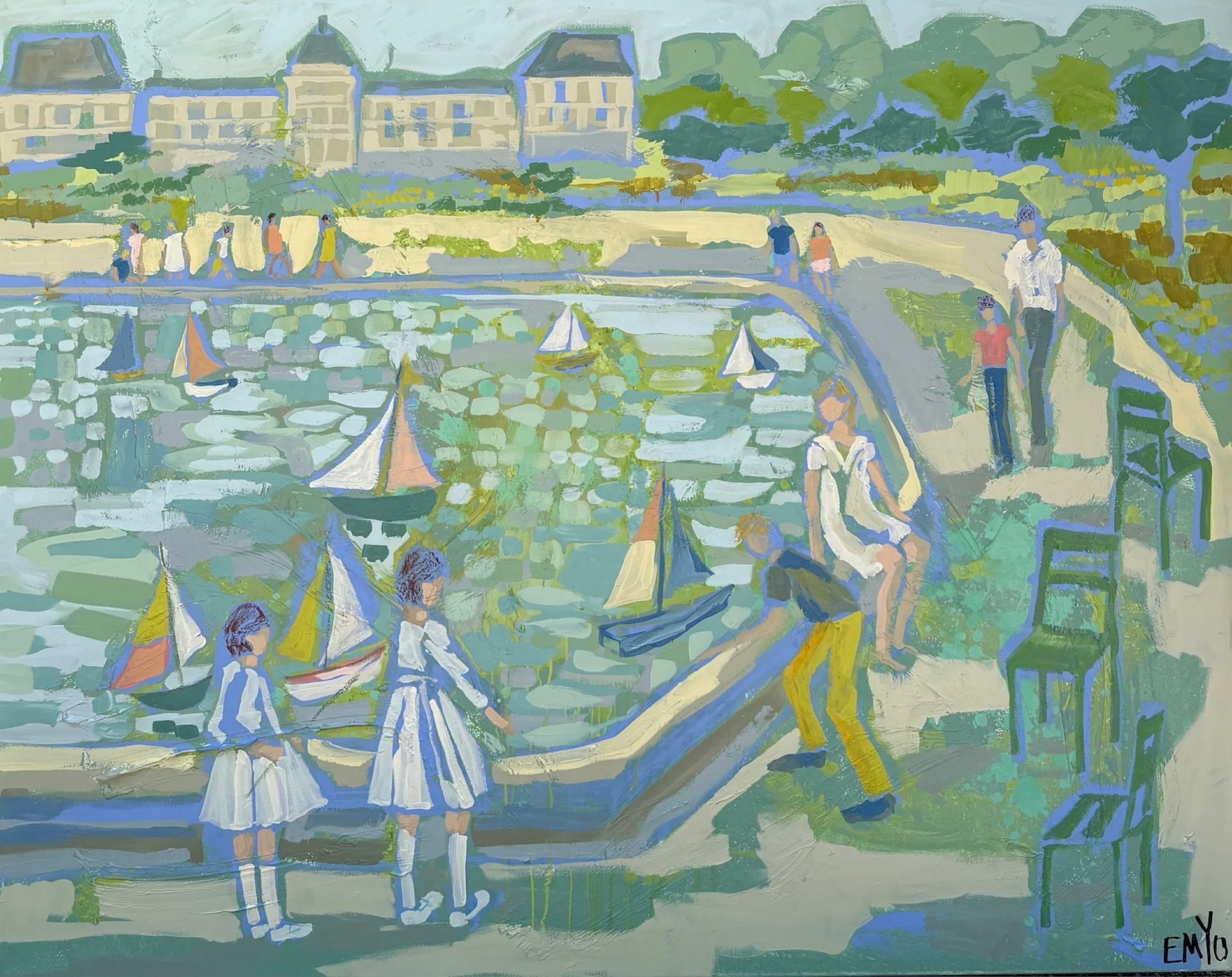 EMYO, Springscape and Children with Boats, 48x60, 5800.jpeg