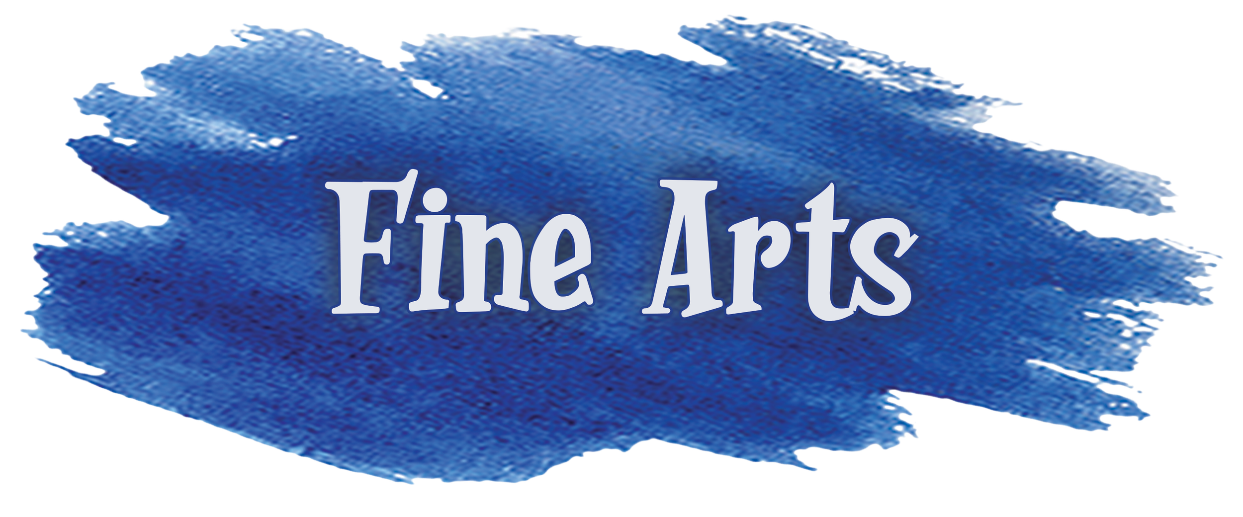 Blue watercolor splash with the white text 'The Arts' in the center.