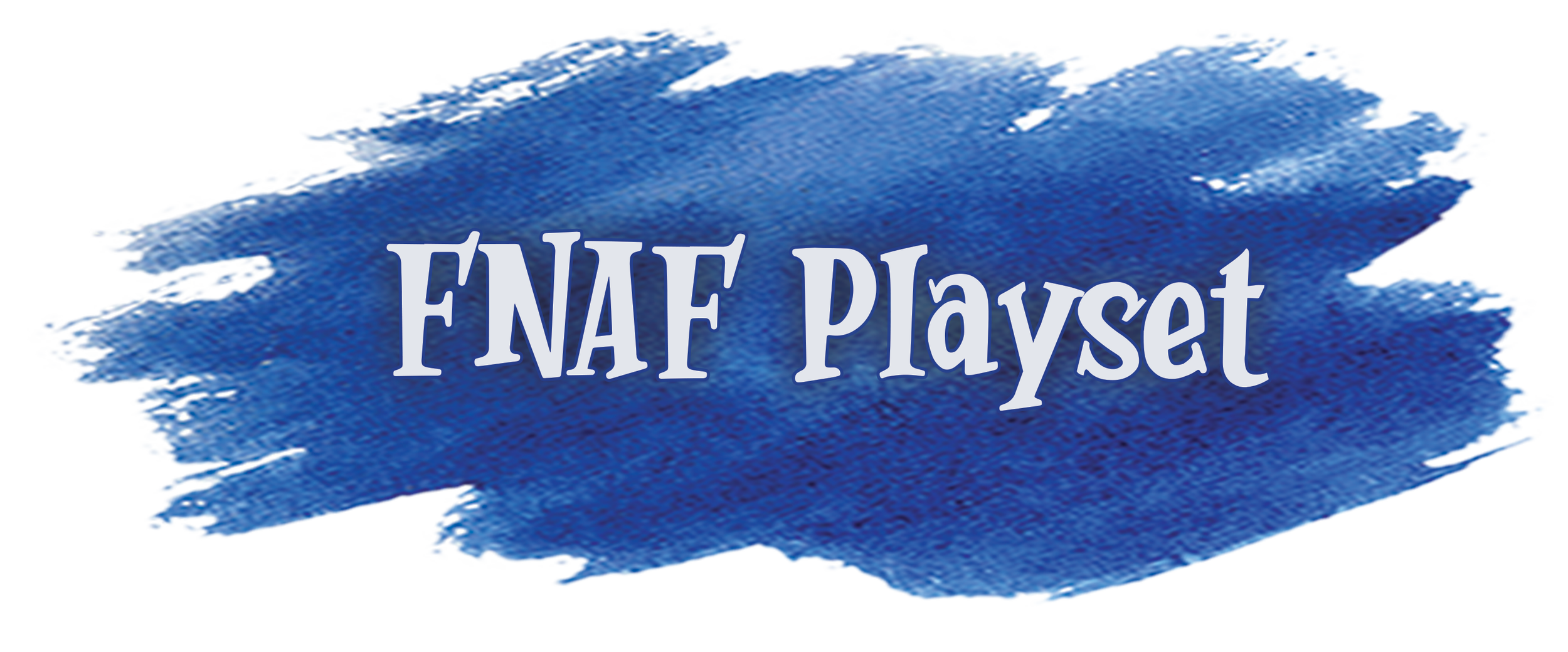 Logo for NAF Playset with blue watercolor brush stroke background and white text.
