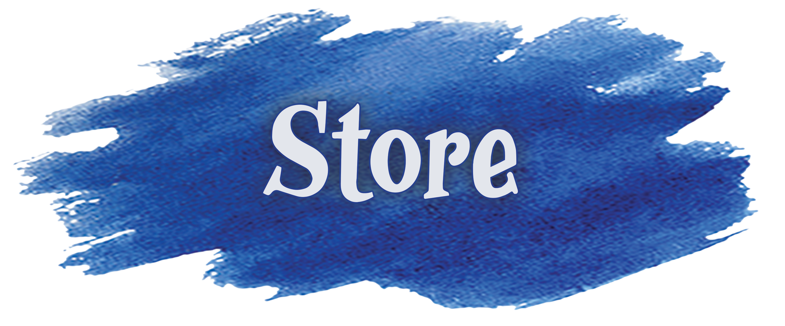 A blue brushstroke background with the word 'Store' written in white text in the center.