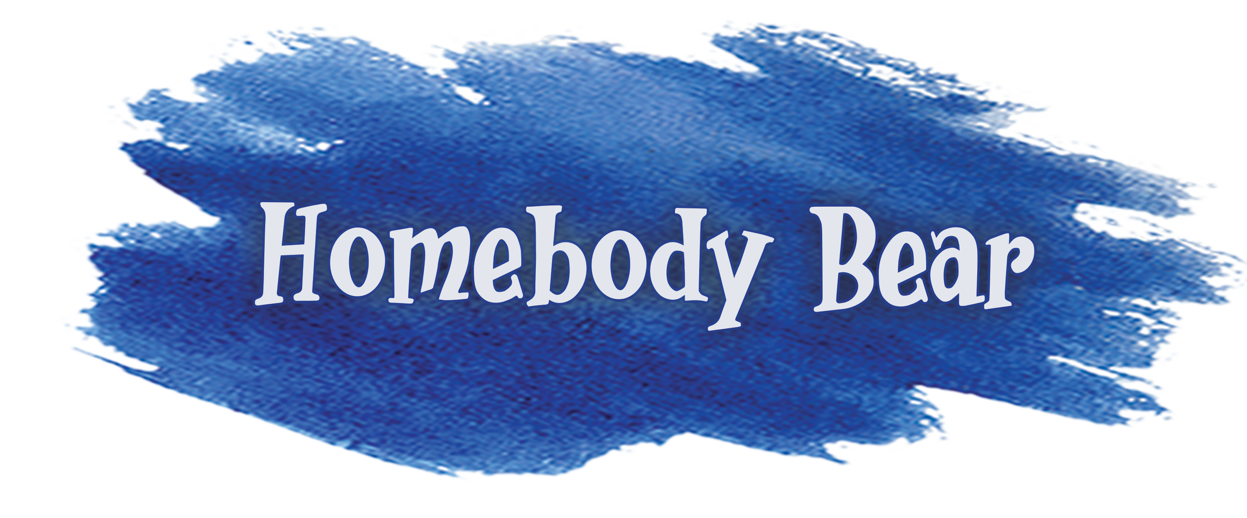 A blue, textured background with the words 'Homebody Bear' written in white, stylized font.