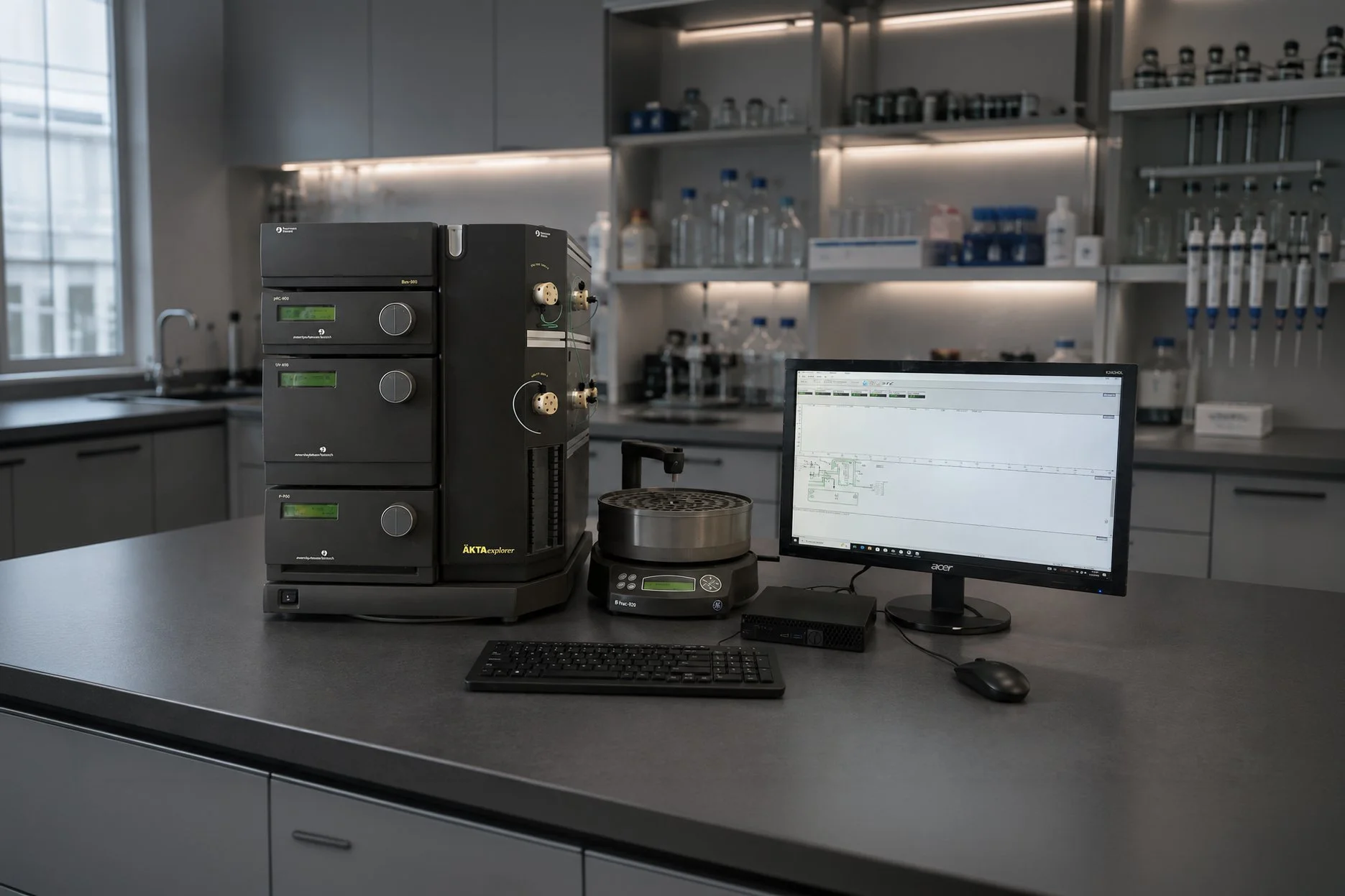 ge-akta-explorer-100-fplc-protein-purification-system-frac-920