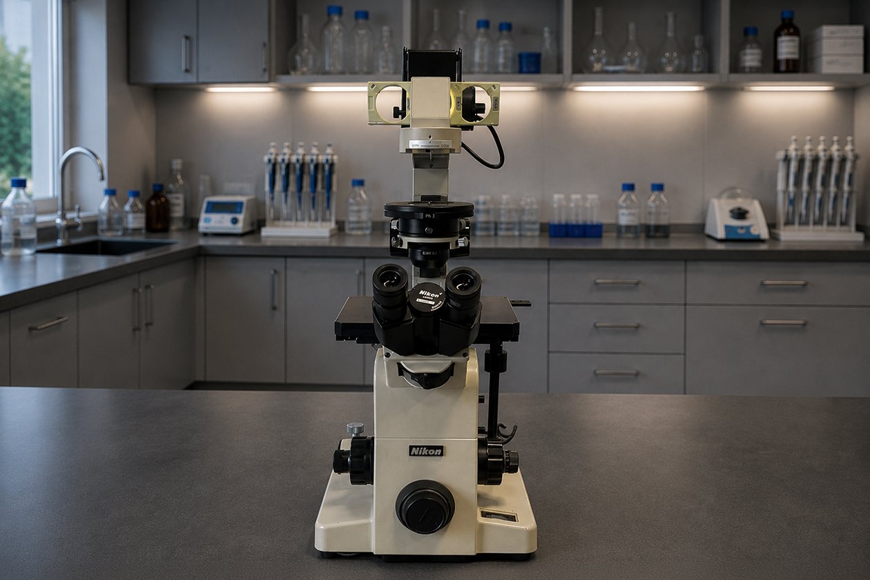 Nikon Diaphot TMD Inverted Phase Contrast Microscope with ELWD 0.3 Condenser
