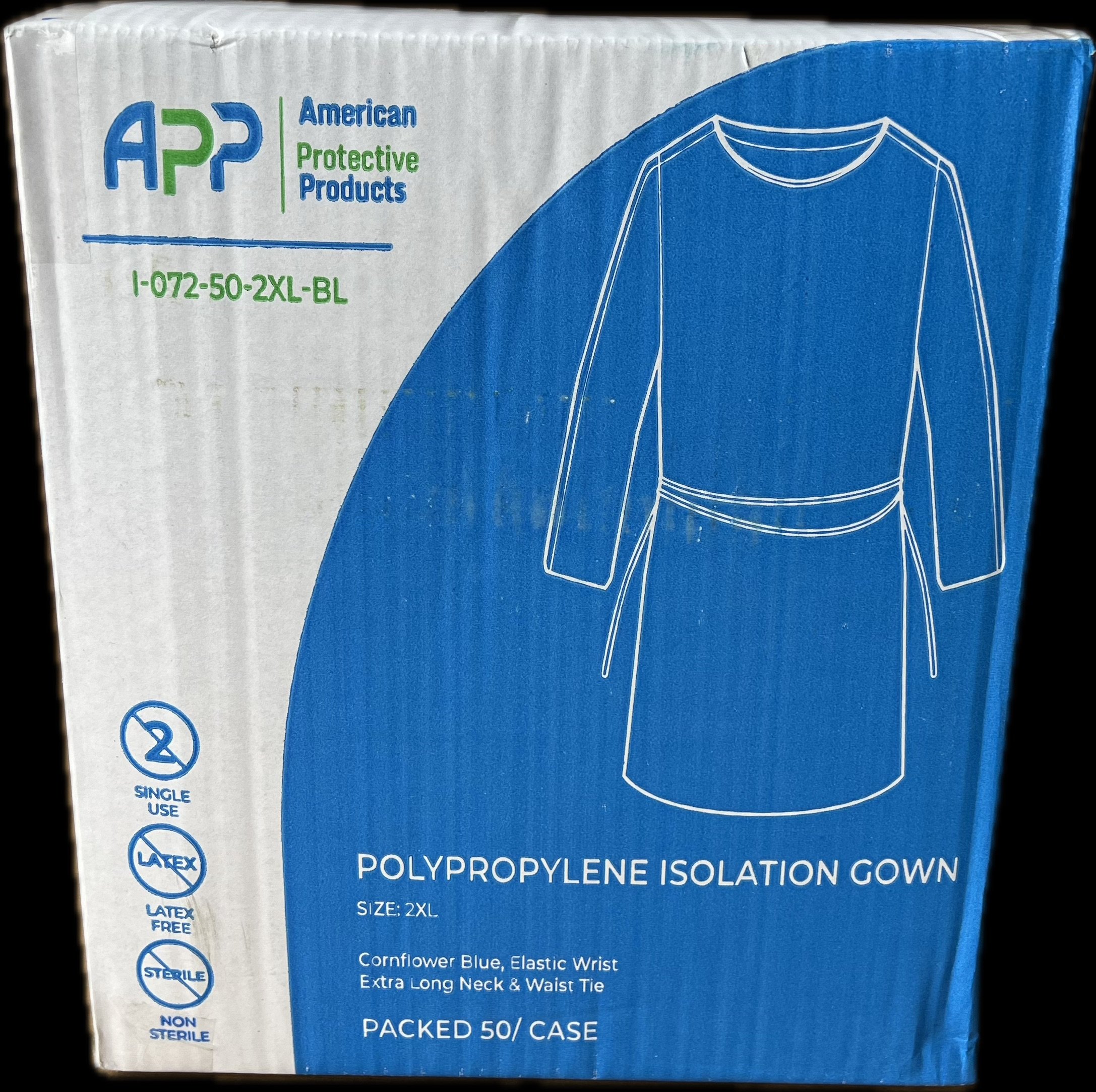 APP Polypropylene Isolation Gown, Blue - 2 XL