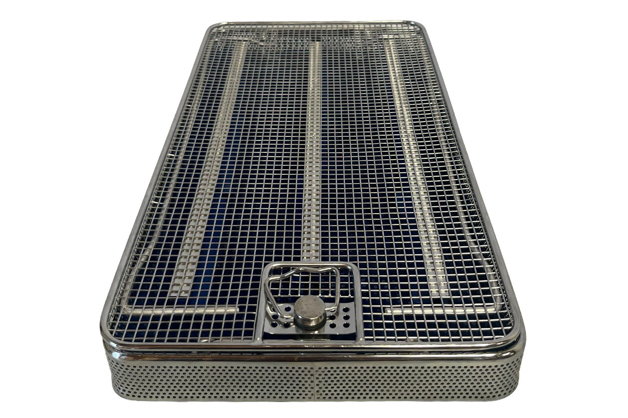 Pre-Owned Instrument Sterilization Tray with Silicone Finger Mat – 16" x 10"