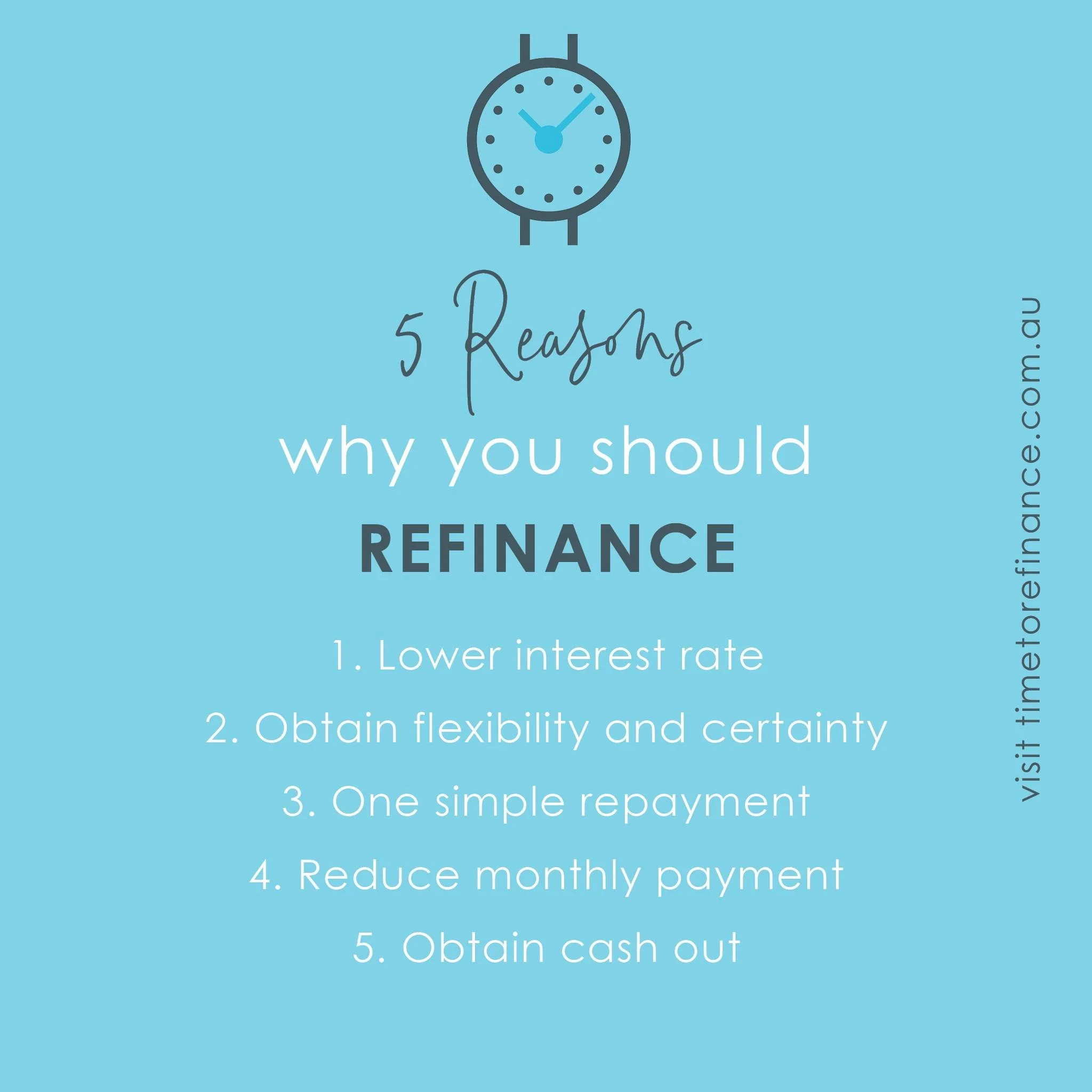 Here are our Top 5 Reasons why you SHOULD refinance!
1. Lower interest rate
2. Obtain flexibility and certainty
3. One simple repayment
4. Reduce monthly payment
5. Obtain cash out

Jason prides himself on finding personalised solutions, old school c