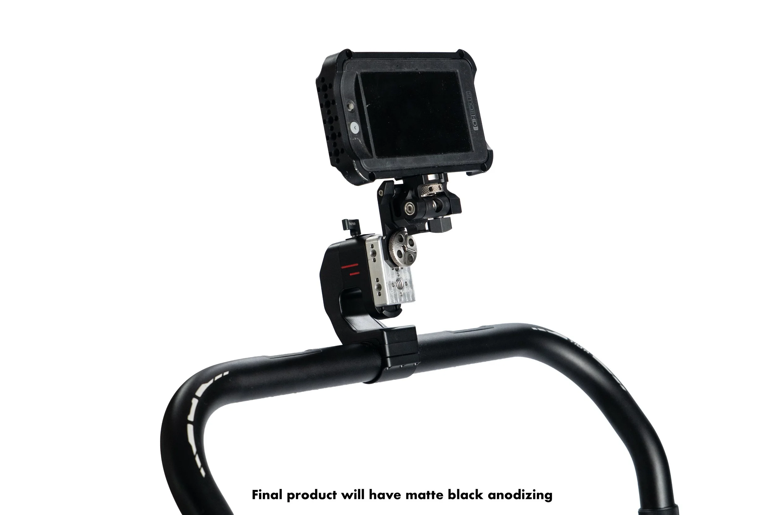 The Tilta Ring Handle Starter is a precision-machined aluminum upgrade for the Tilta Advanced and Basic Ring Grips. Replacing the DJI battery with a compact mini cheeseplate, it features two 3/8"-16 a