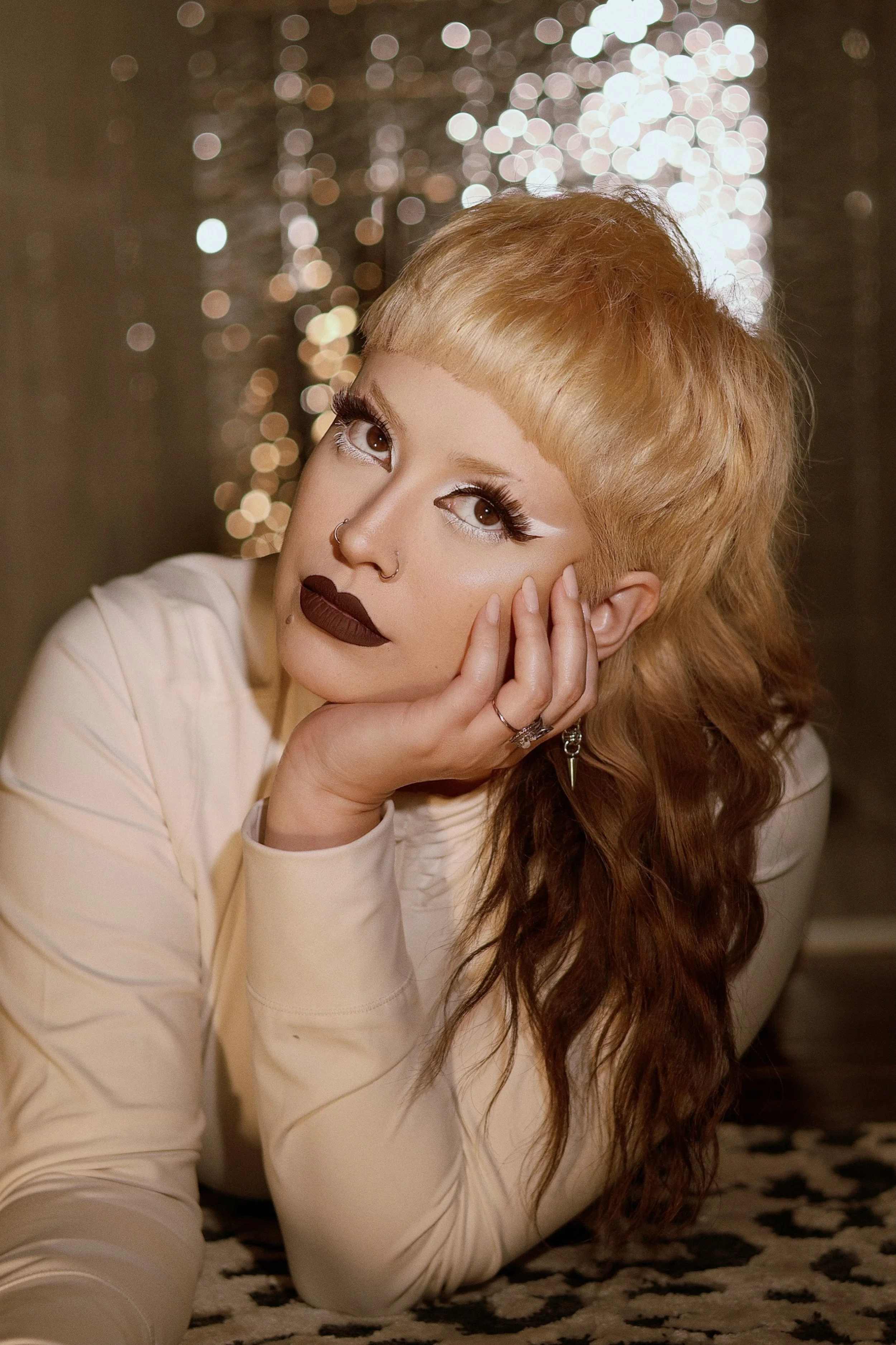 Blonde into espresso brown reverse ombre mullet. Alternative hair.