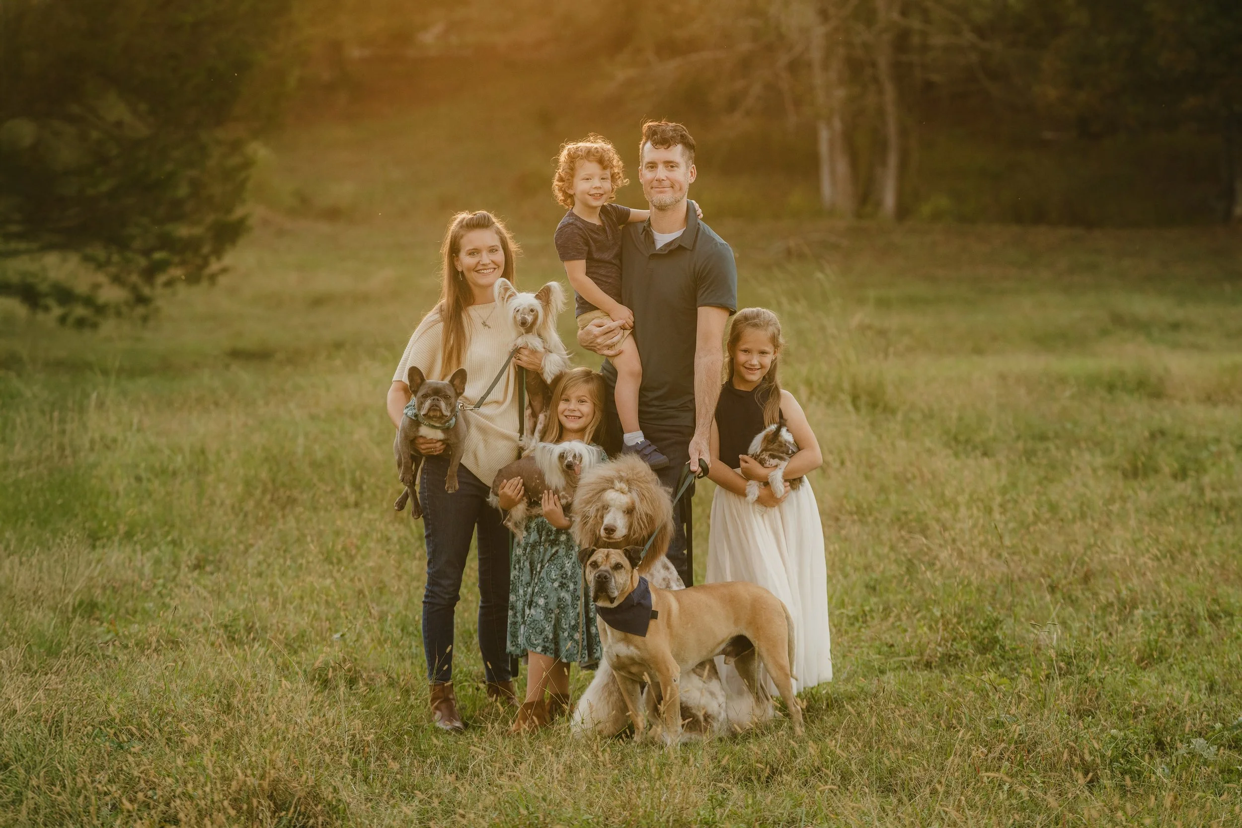 large family photo with pets in trussville birmingham springville alabama
