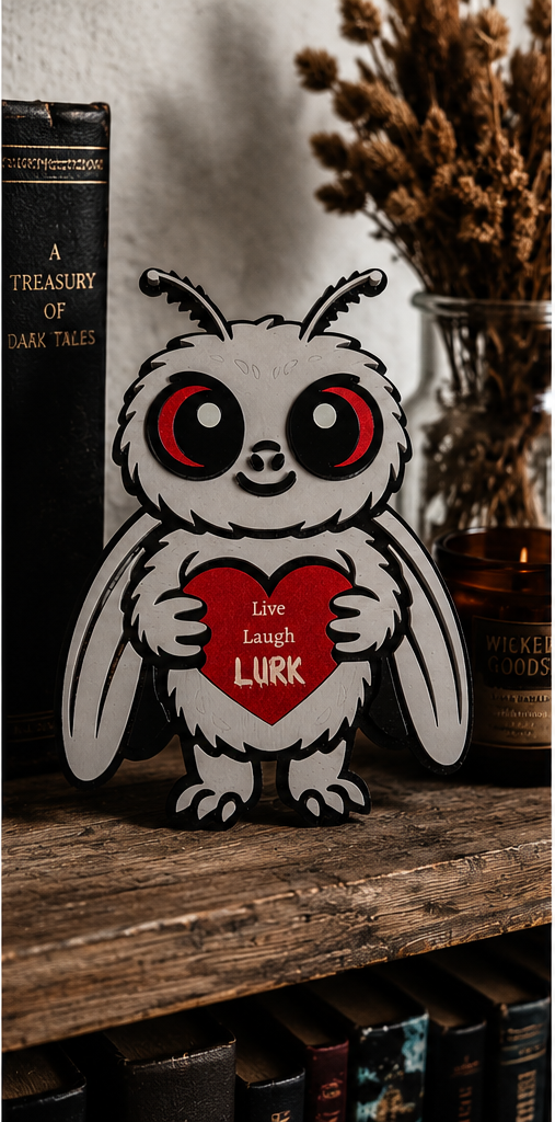 Handmade Moth Man Wall Art – Layered Laser Engraved Gothic Decor