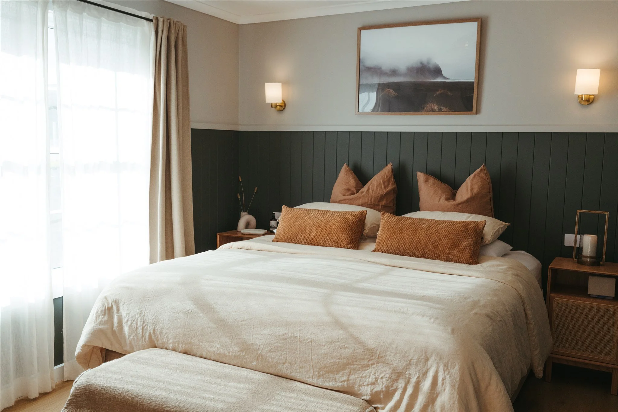 Super King bed with beautiful linens
