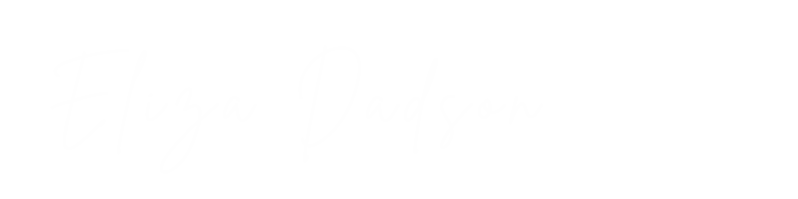 Stylized text that says "Eliza Dadson" in a handwritten font.