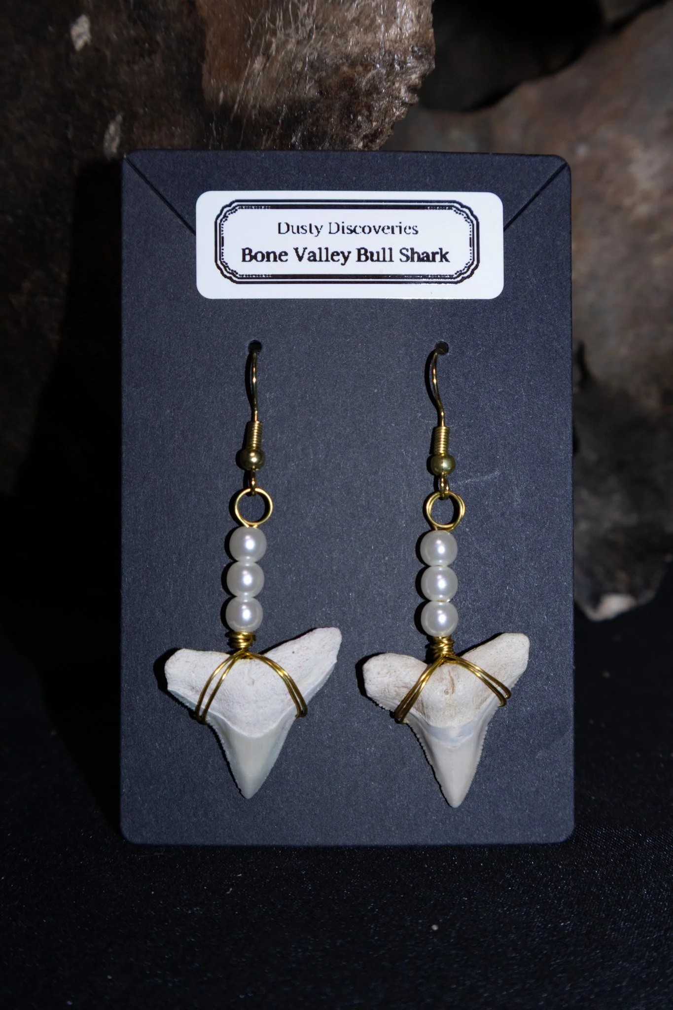 Bone Valley Bull Shark Earrings