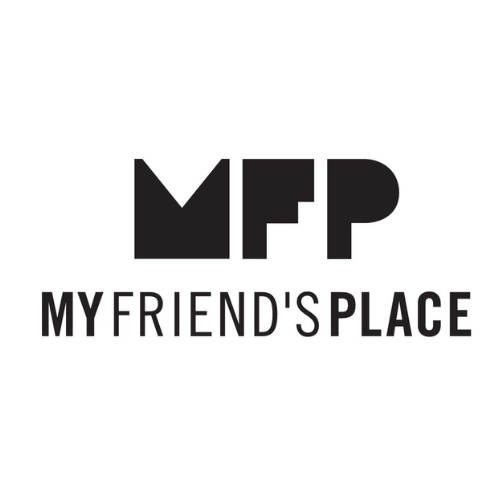Logo with the letters 'MFP' and the text 'My Friend's Place' beneath it.