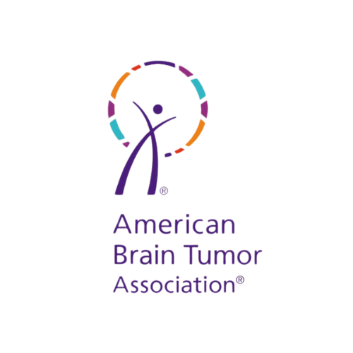 Logo of the American Brain Tumor Association featuring a stylized human figure with a dotted circle around the head in various colors