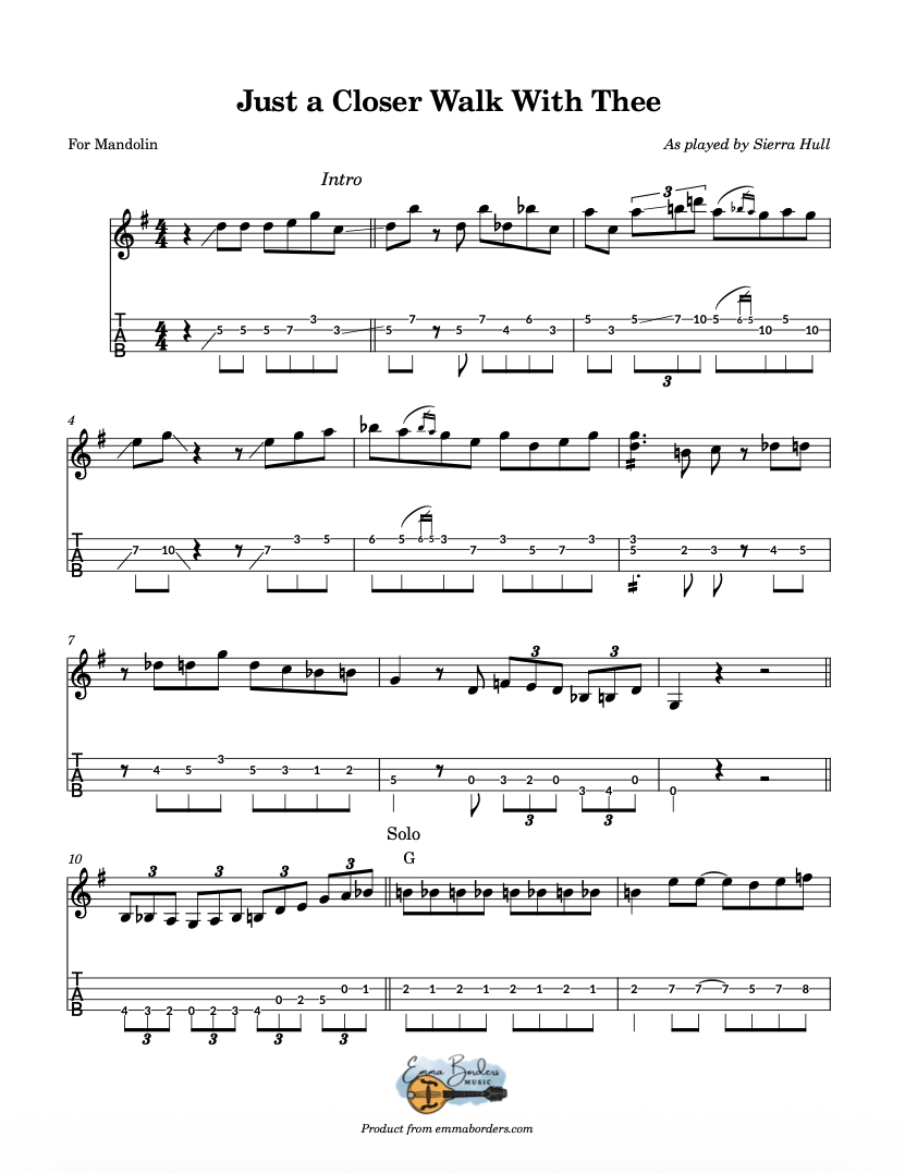 Just a Closer Walk With Thee mandolin solo