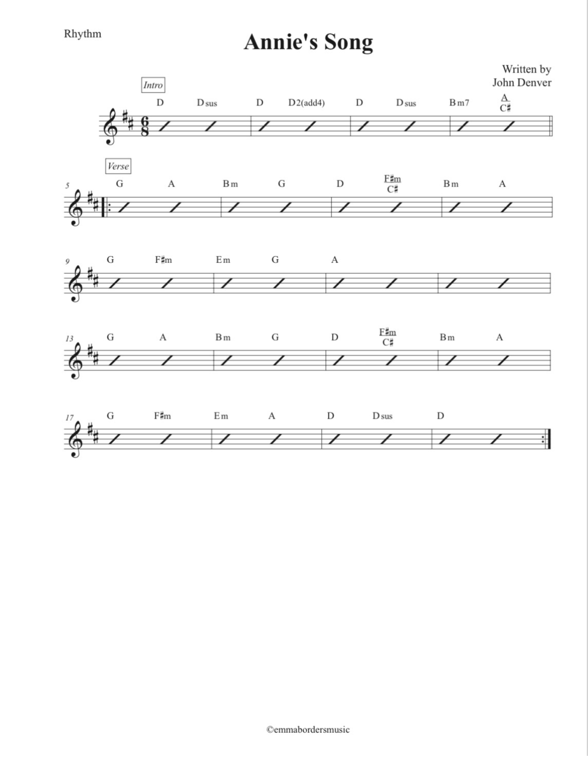 Annie's Song by John Denver chord chart