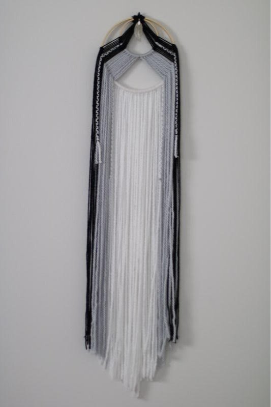 Black White and Gray Yarn Wall Hanging, Ancient Roots Hill Country Boerne, TX