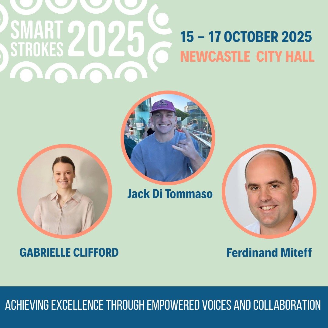 Gabrielle Clifford and Ferdinand Miteff join Jack Di Tommaso at Smart Strokes 2025 to share Jack’s Story.
At age 27, shortly after completing a marathon, Jack suffered an ischemic stroke. Fortunately, he received rapid treatment thanks to a b