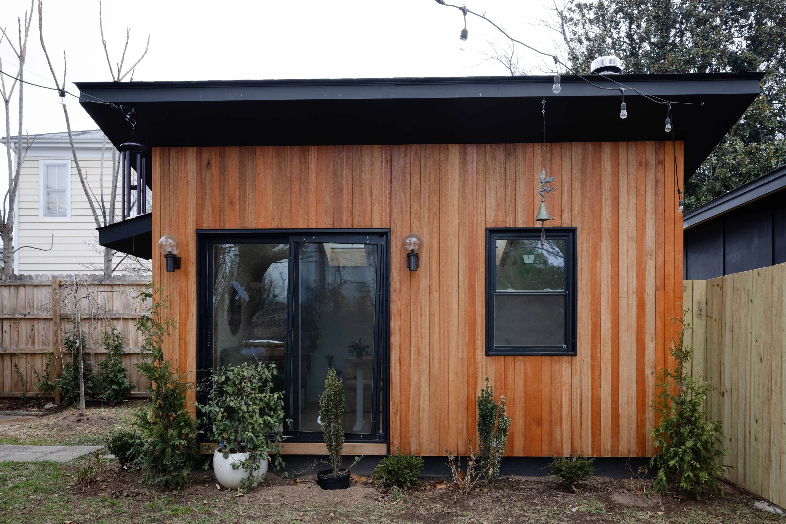 Dedicated outdoor office — furnished city cottage rental in Charlottesville.