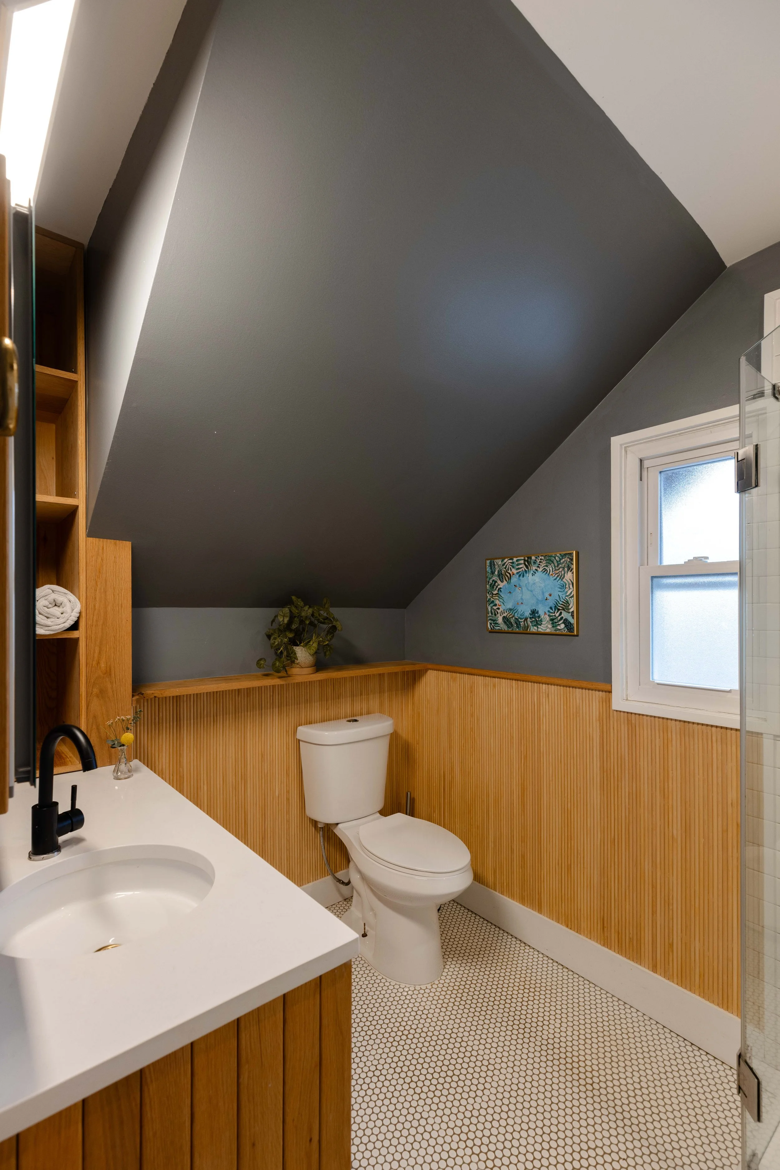 Renovated, fully functional bathroom — Charlottesville City rental.