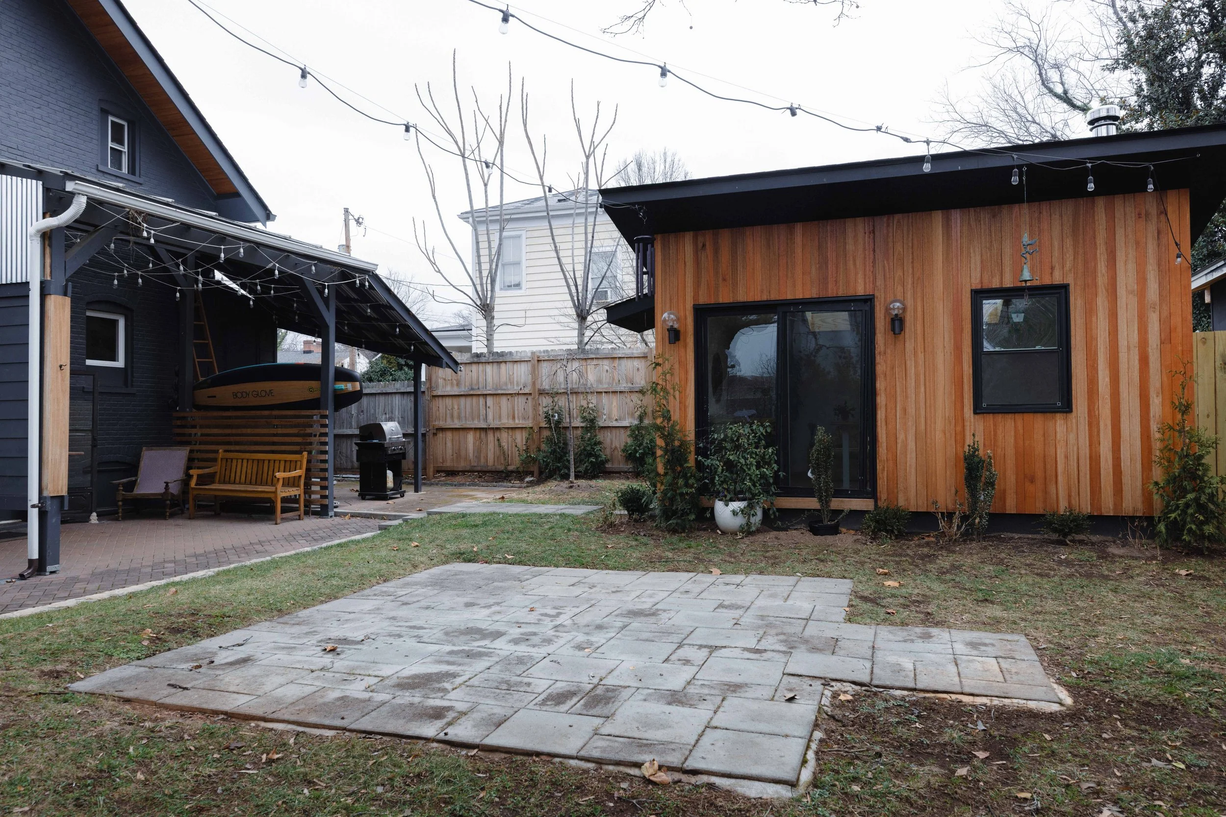 Dedicated outdoor office — furnished city cottage rental in Charlottesville.