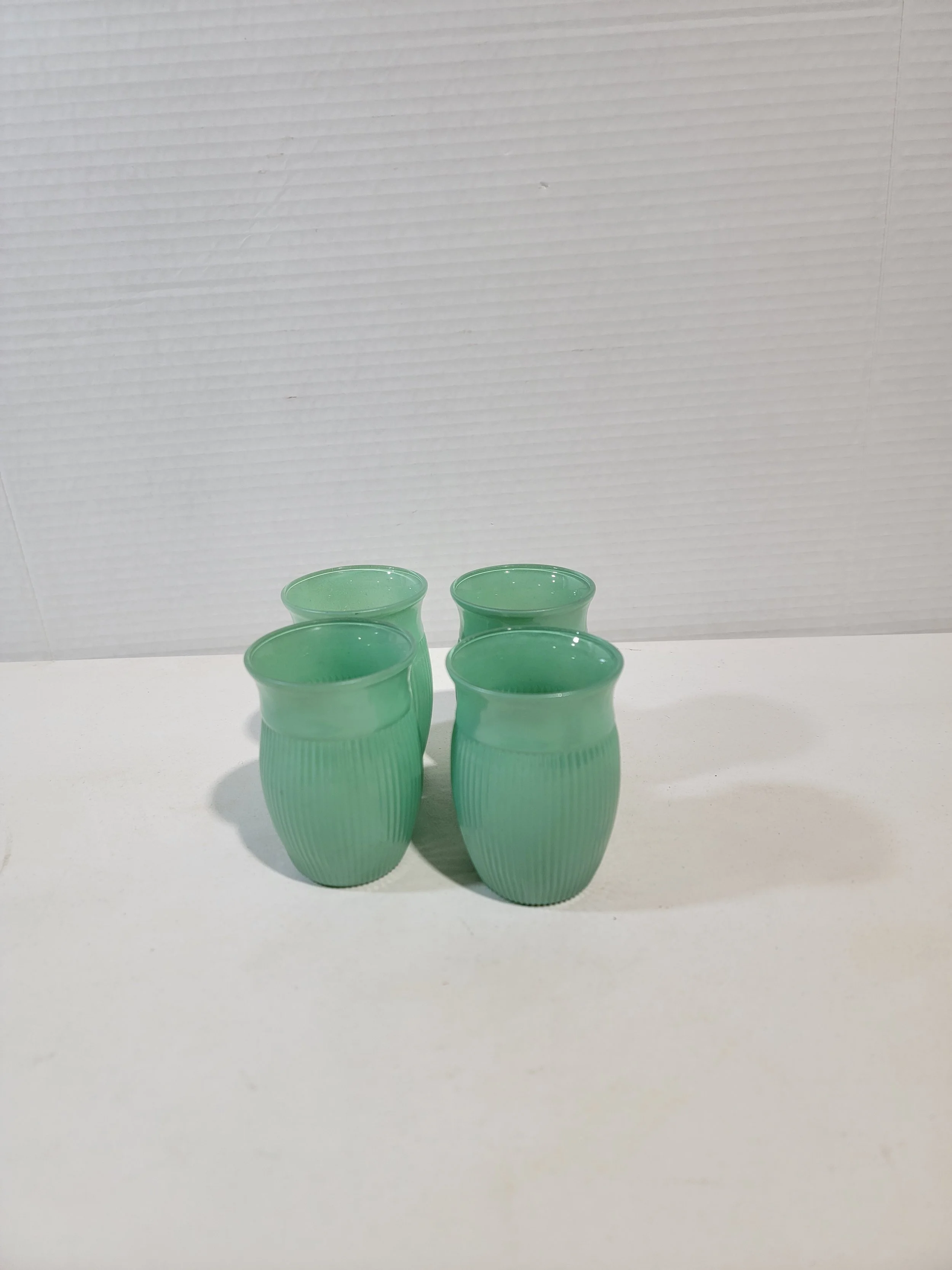 Vintage Hazel Atlas Fine Rib Tumblers 3.25" Mint Green Set A2