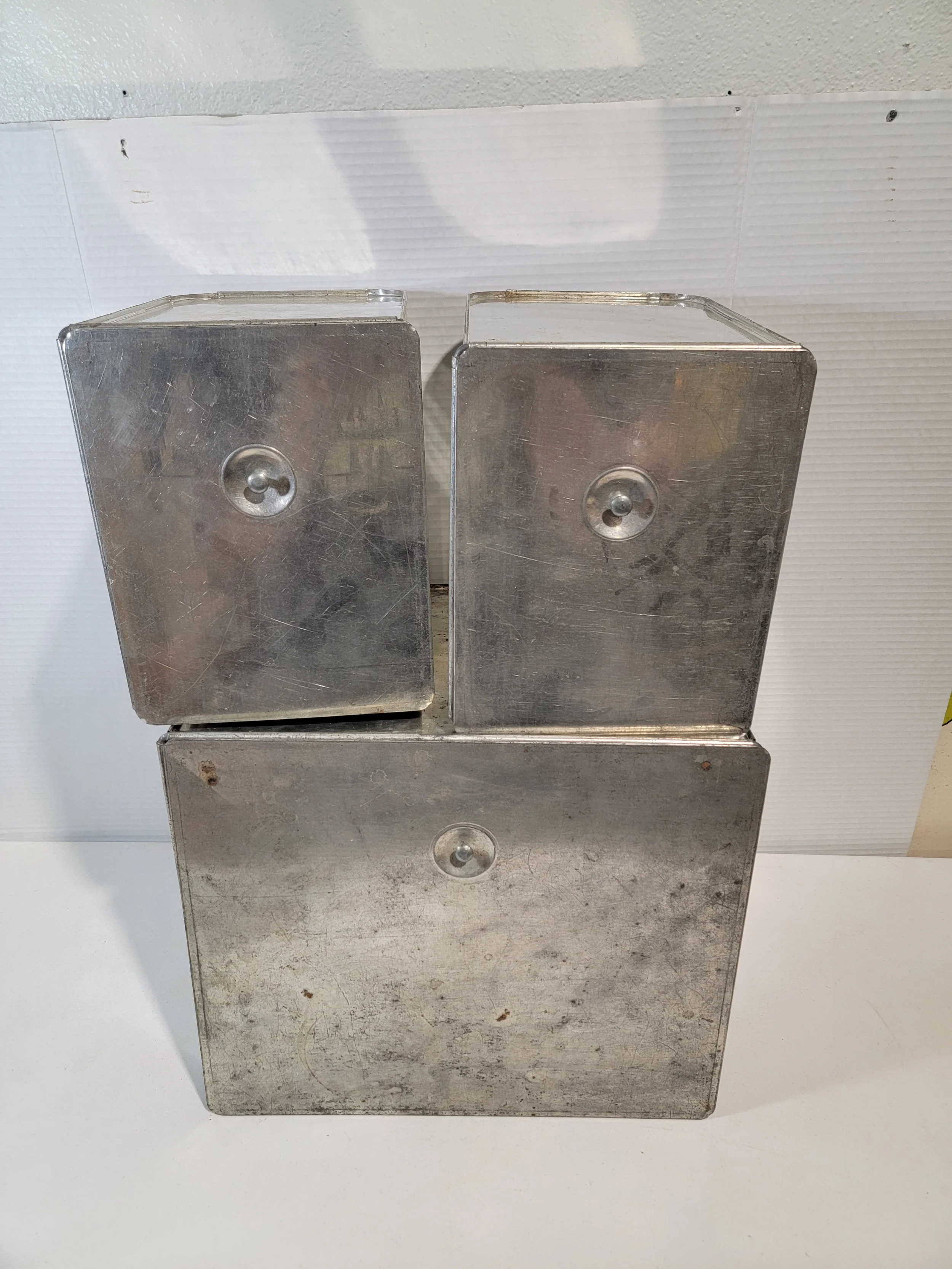 Vintage Chrome Kitchen Storage Canisters A4