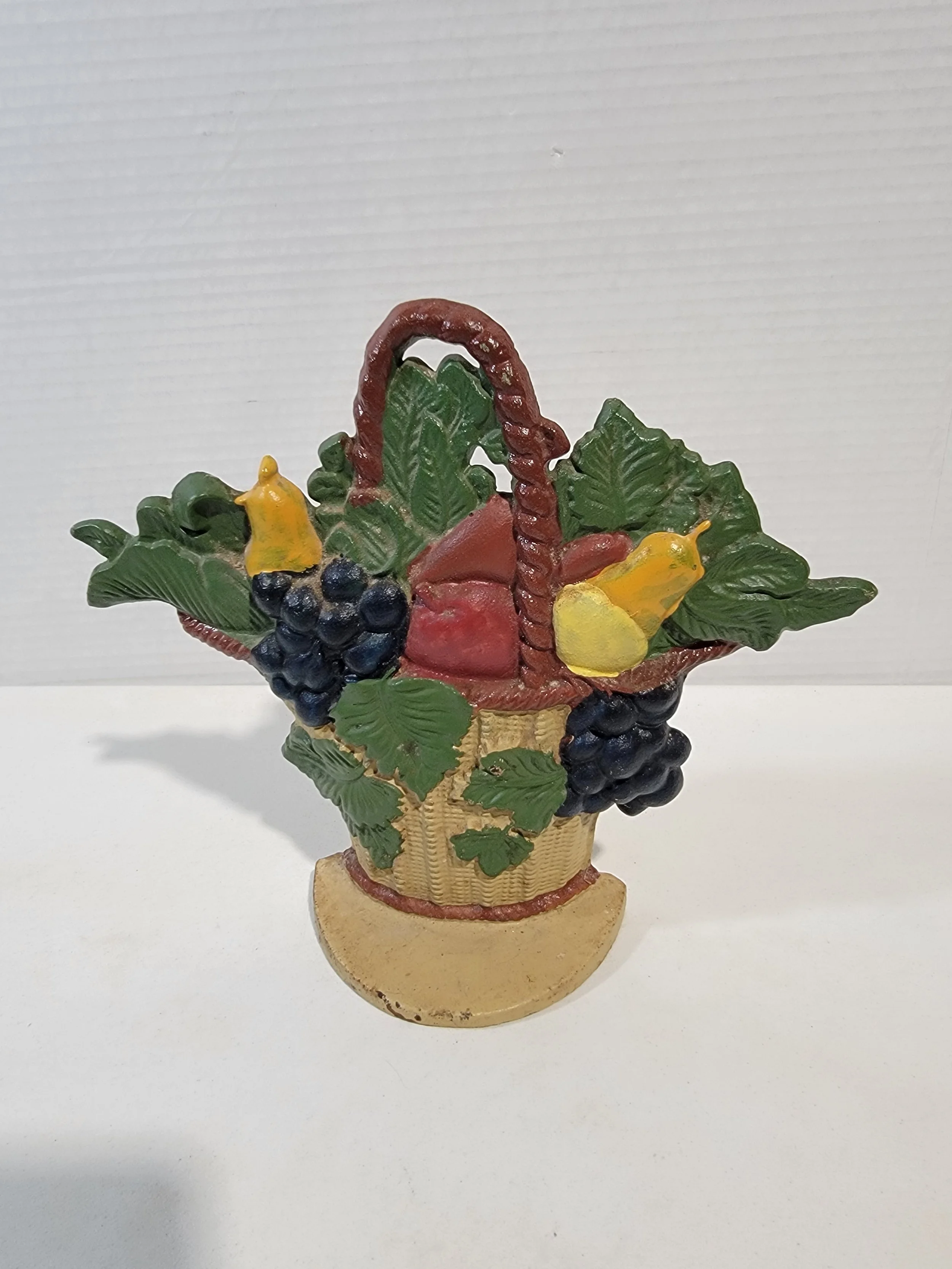 Vintage Cast Iron Fruit Basket Doorstop A2