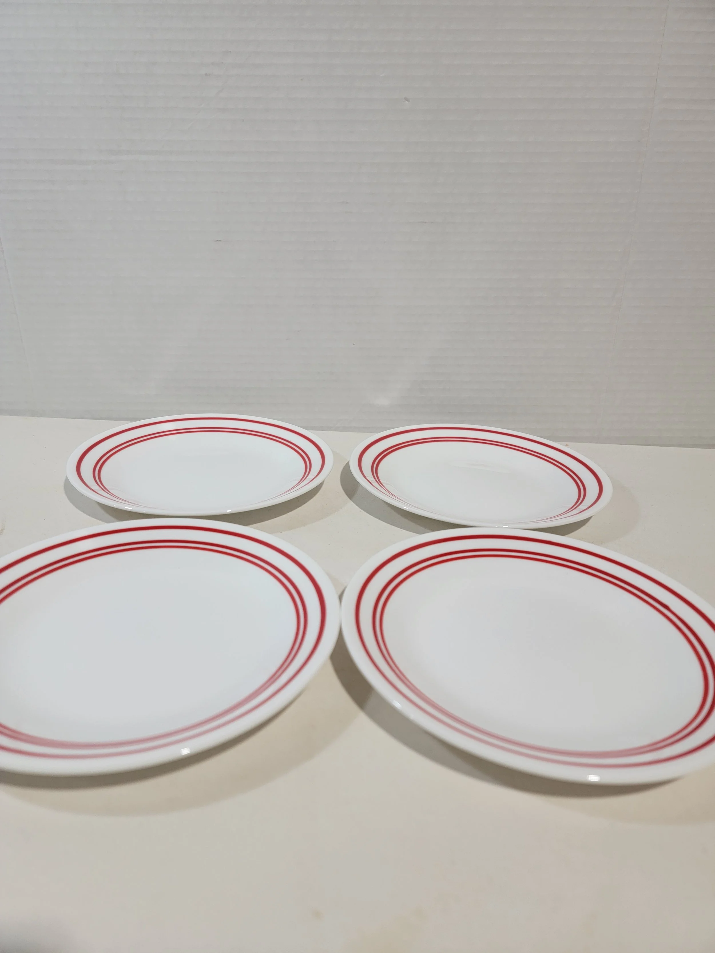 Vintage Corelle Red Stripe Plates A2